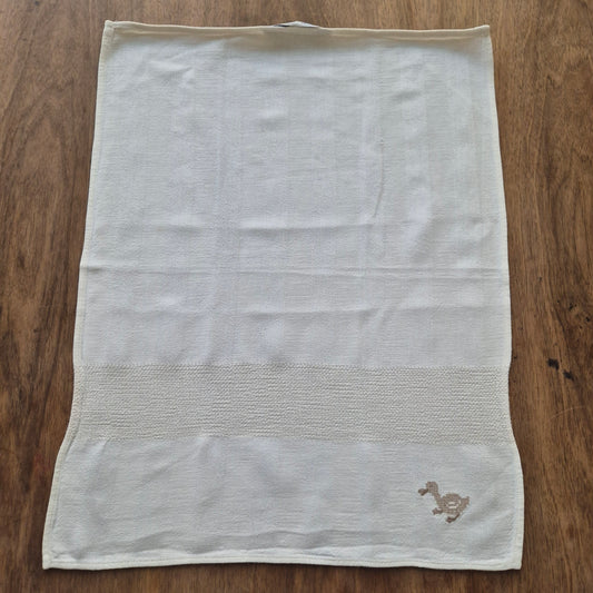 Vintage Halbleinen Geschirr-& Küchentuch Entenmotiv 61x48cm creme