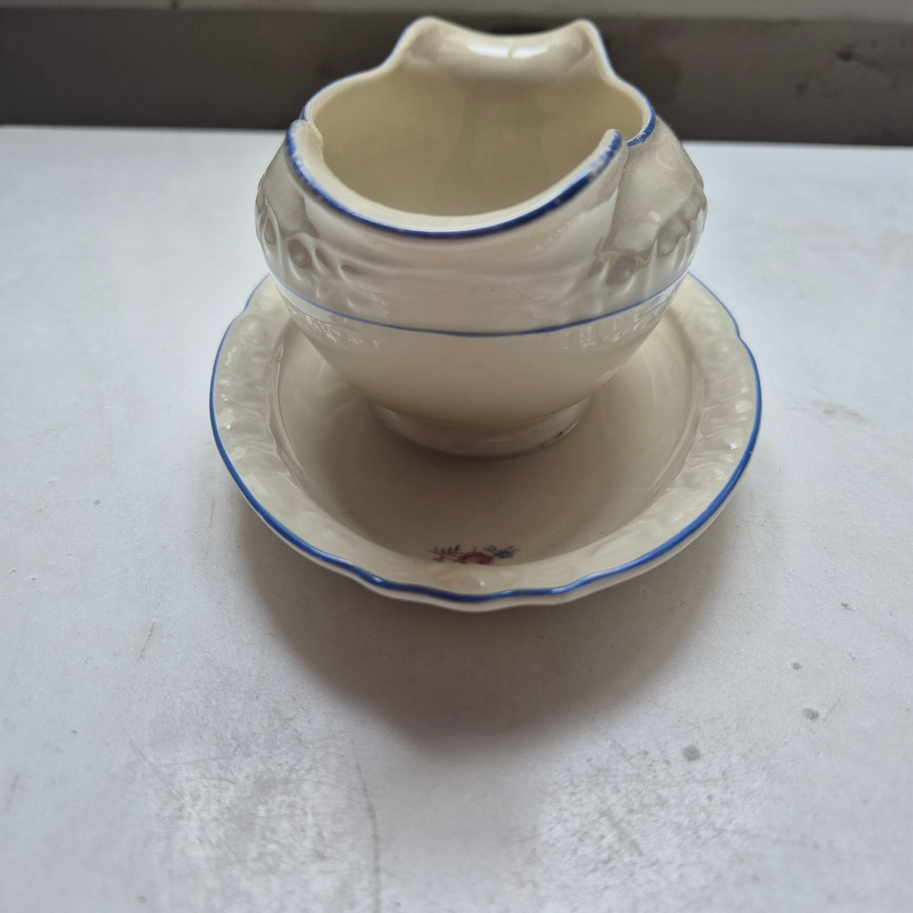 Vintage Sauciere Schüssel Blumenmalerei Porzellan Bavaria elfenbeinfarbend