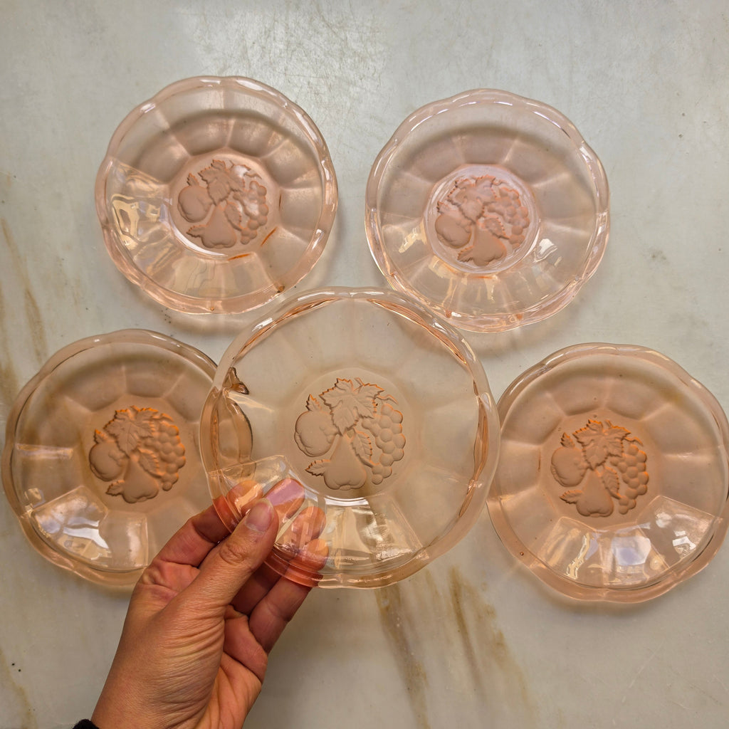 5x Rosalin Glasschalen - im Art-Déco-Stil - Schälchen mit Obstmotiv