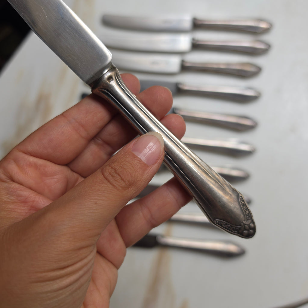11x Antike Debag Rostfrei Messer sehr lang 40er Jahre versilbert 90 - zum aufpolieren!