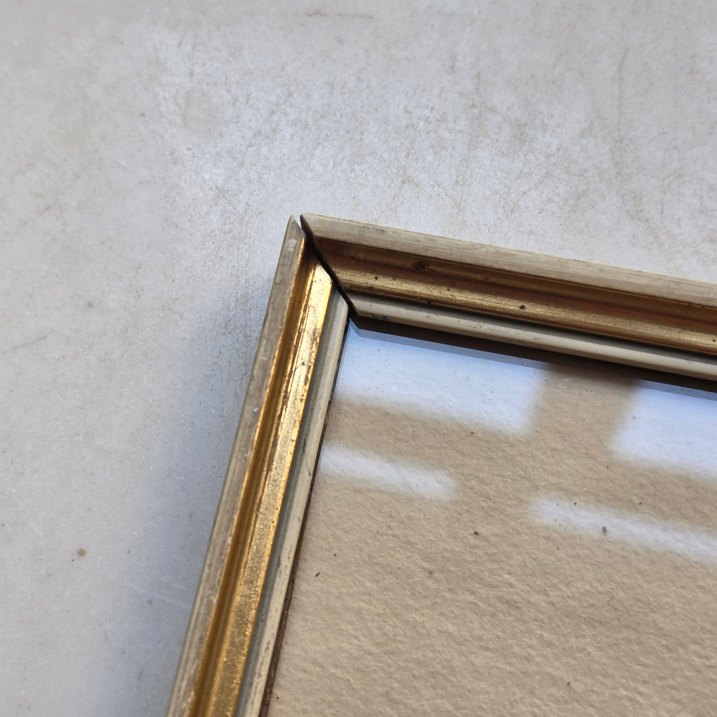 Vintage Rosen-Aquarell „A. Fischer“ (1948) im Goldrahmen