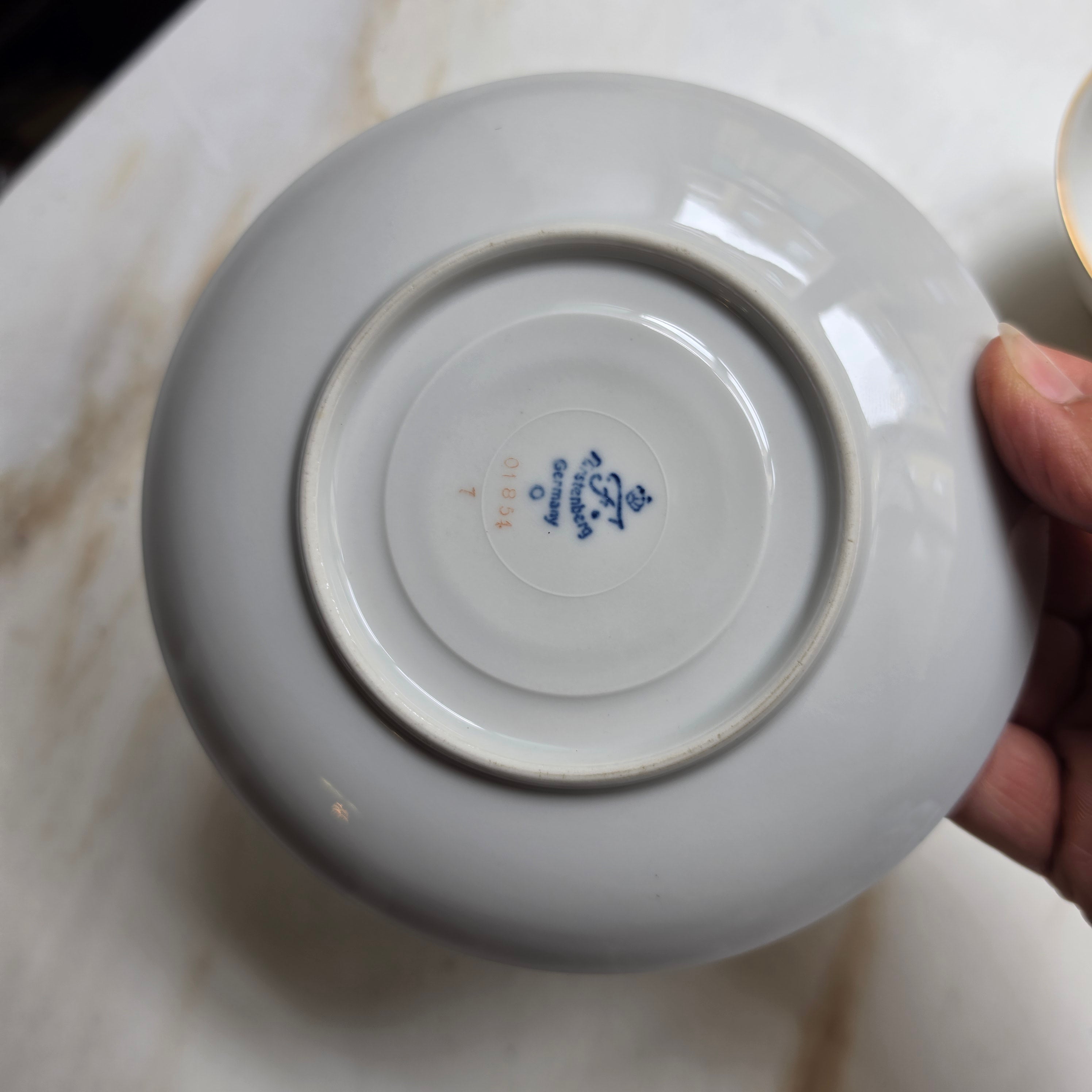 Fürstenberg Porzellan Teetasse mit Untertasse – Romantisches Rosenmotiv & Goldrand – Vintage Gedeck