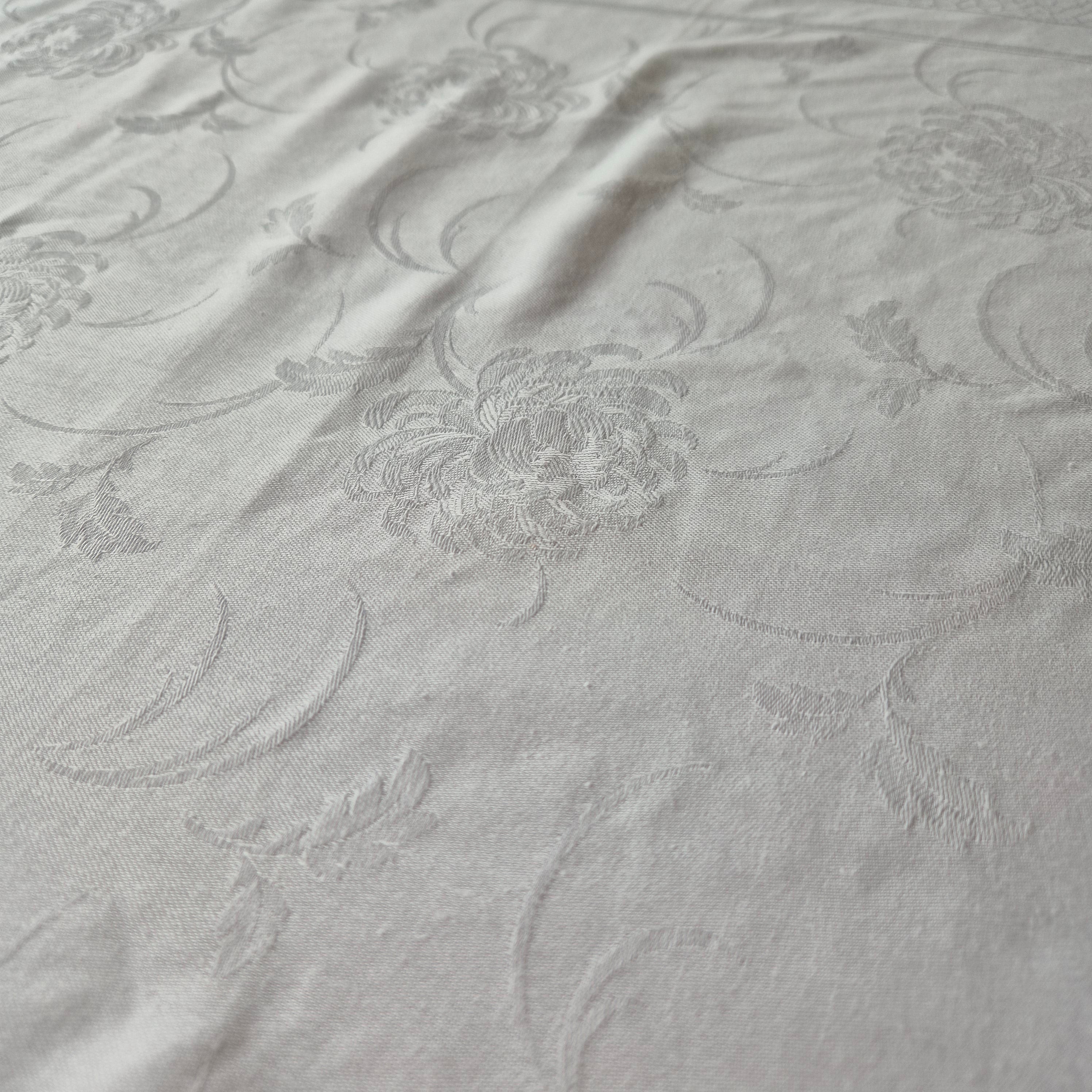 Vintage Tischdecke Damast weiß 95x160cm