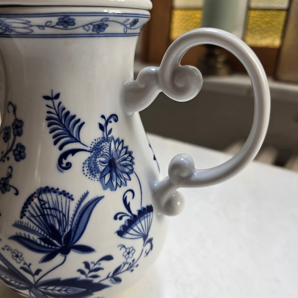 Wellco Design Krefeld Zwiebelmuster Kaffeekanne Kanne Tee Vintage blau weiß