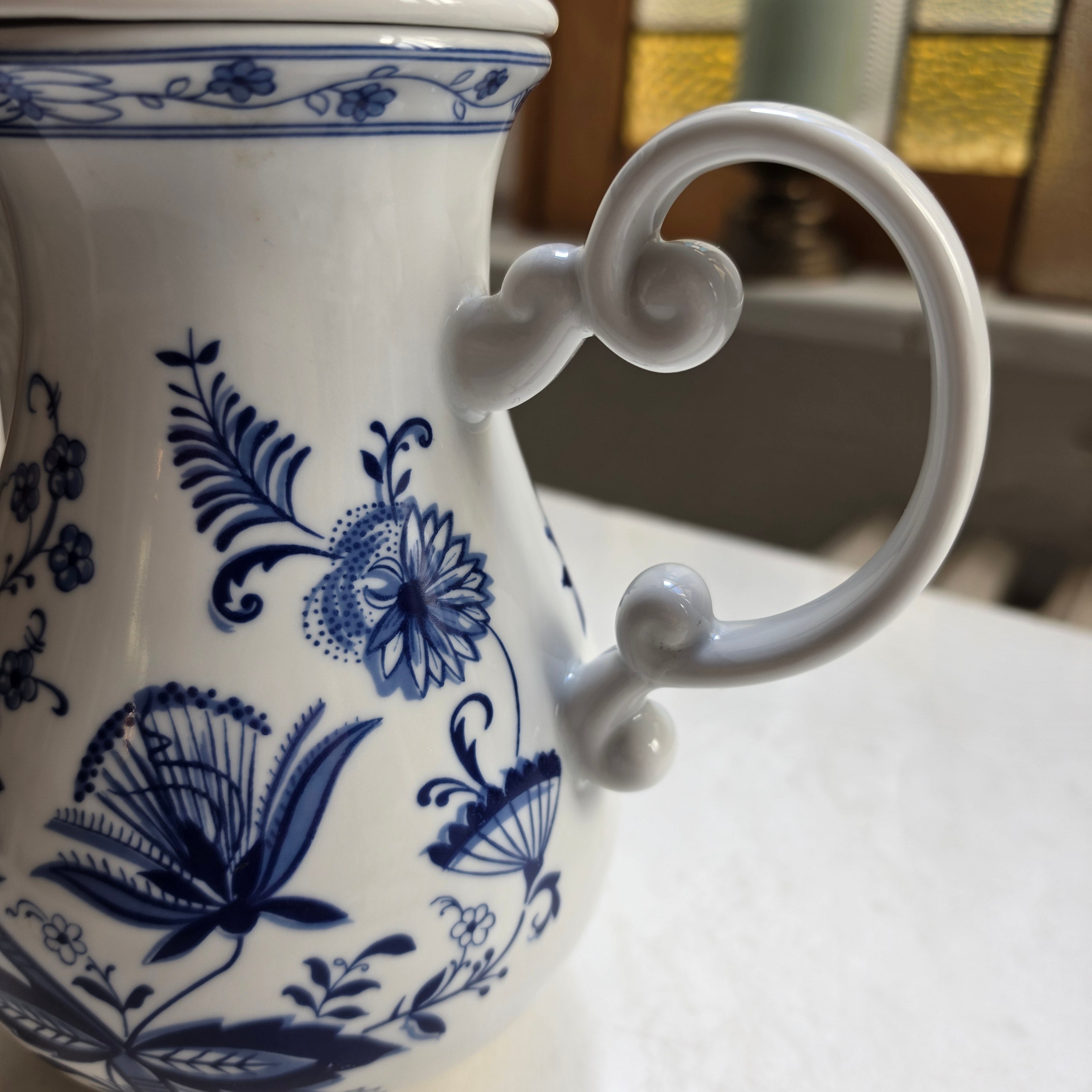 Wellco Design Krefeld Zwiebelmuster Kaffeekanne Kanne Tee Vintage blau weiß