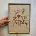 Vintage Rosen-Aquarell „A. Fischer“ (1948) im Goldrahmen
