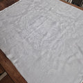 Antike Tischdecke weiß 77x91cm Damast weiß Jagtmotiv und Monogram L.B