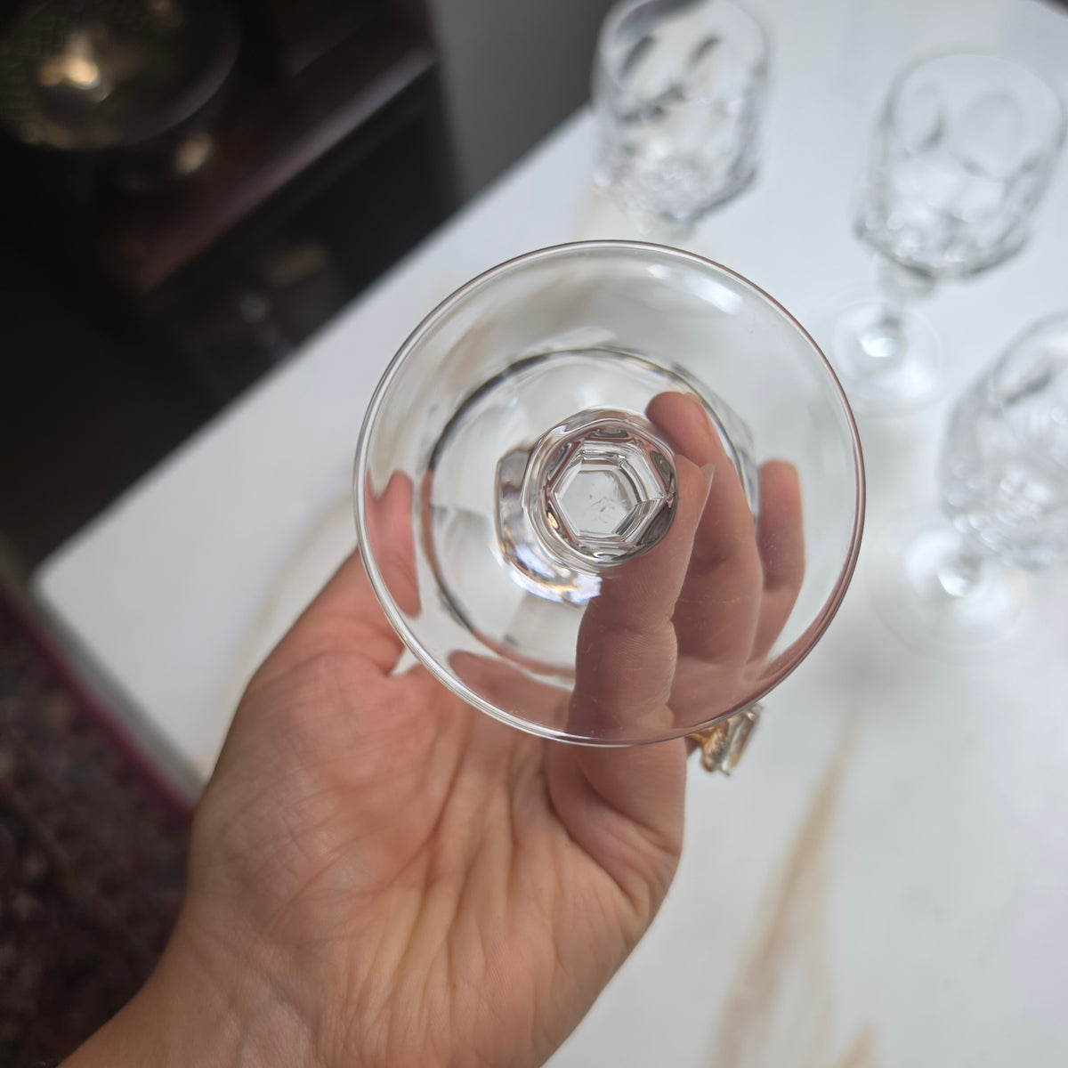 5er-Set Elegante Vintage Kristall-Likörgläser - Südweingläser mit Facettenschliff