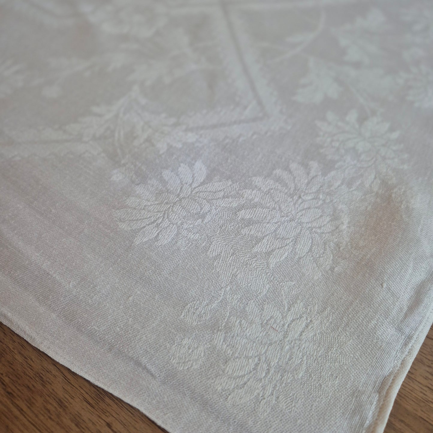 Antikes Jugendstil Küchen-&Geschirrtuch Damast weiß Baumwolle 50x112cm