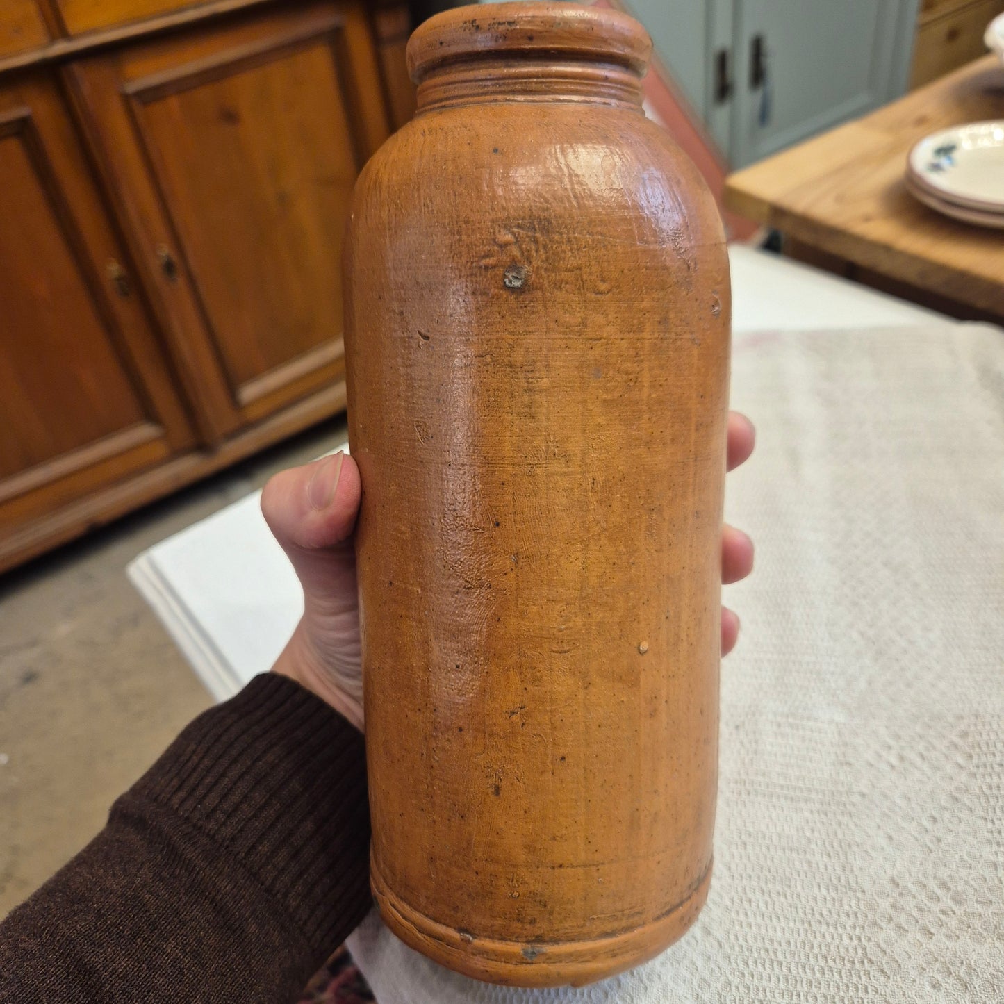 Antike Steingut Vase braun Krug Vintage Landhaus