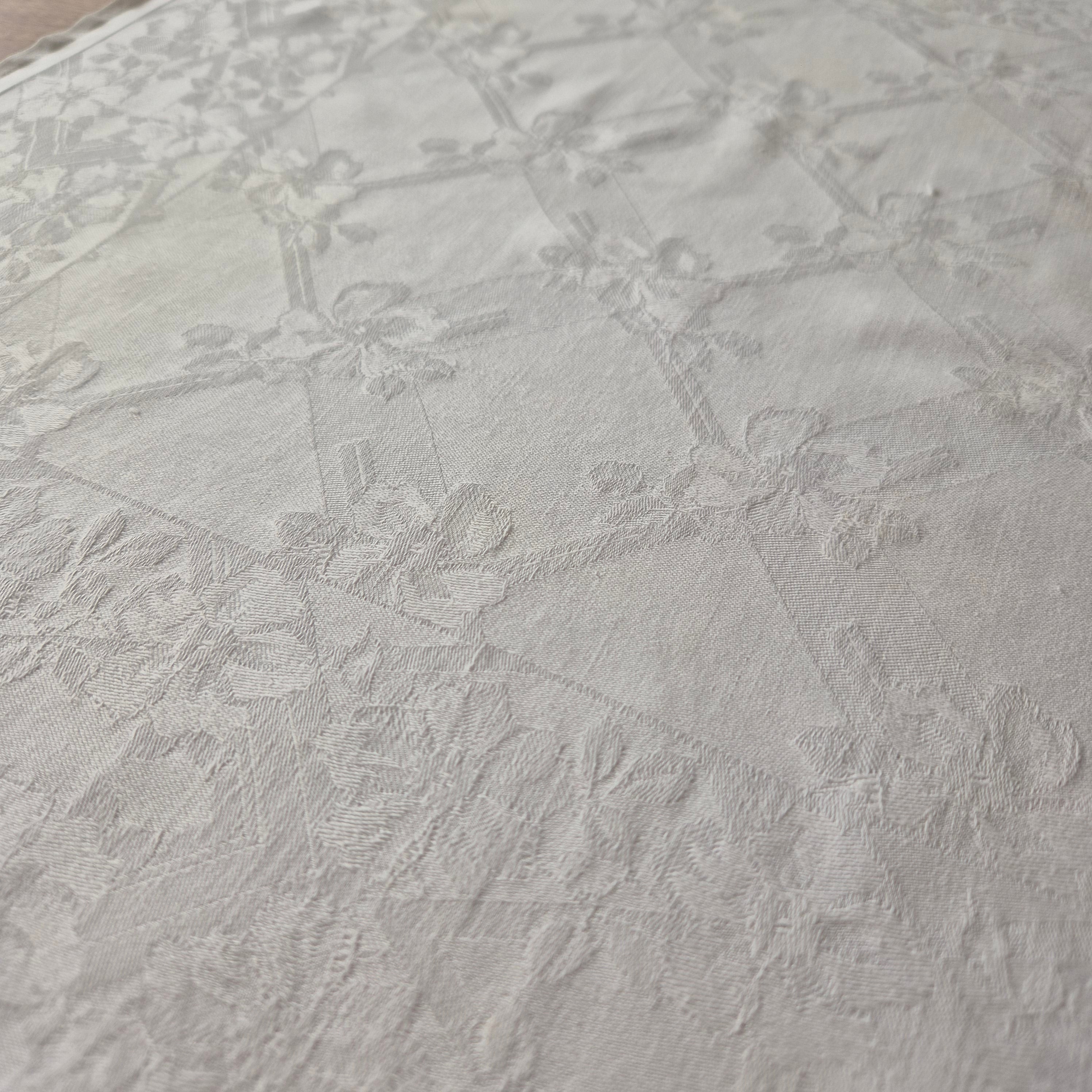 Antike Jugendstil Serviette/Mitteldecke Damast Baumwolle 58x60cm