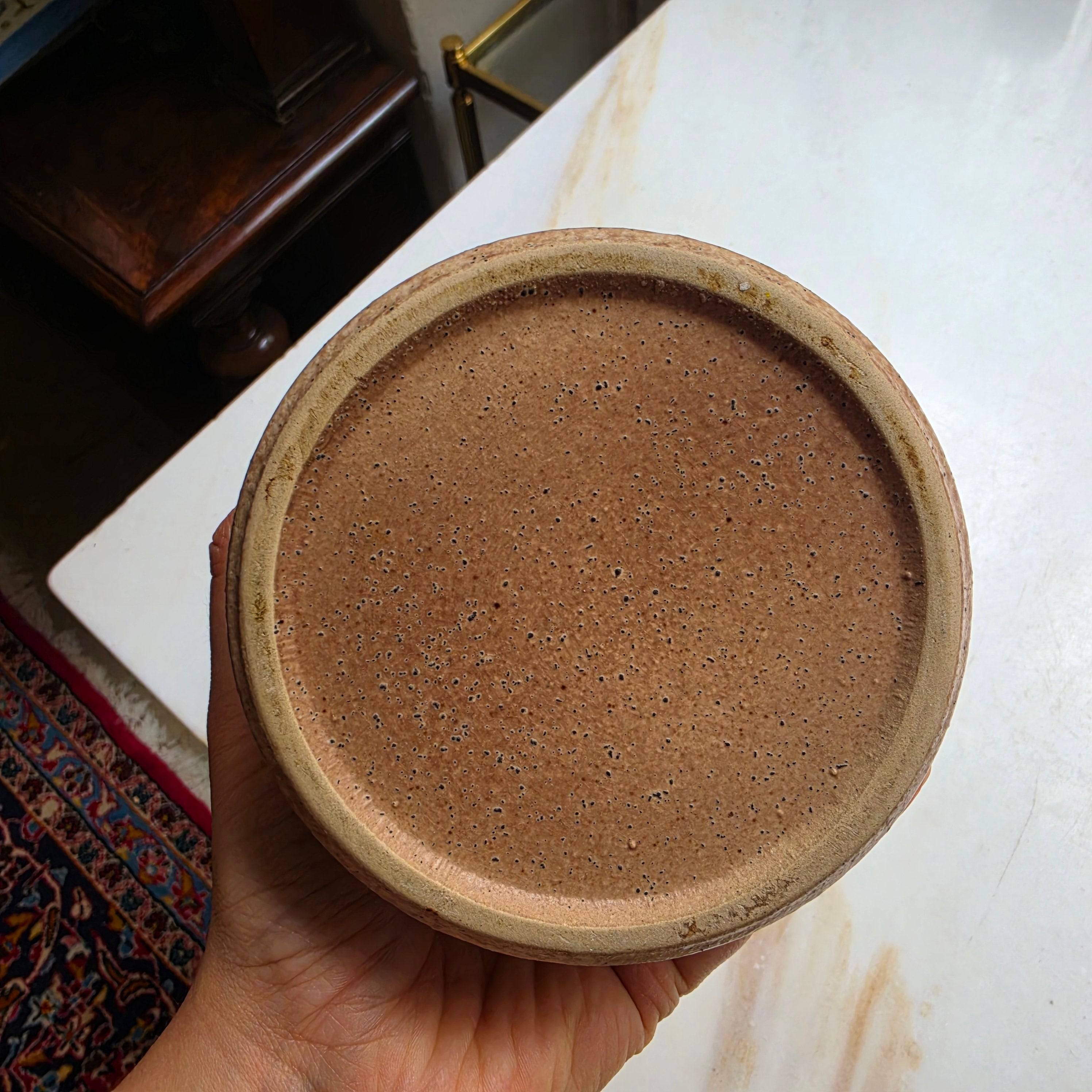 Vintage Studiokeramik Vase - Brutalistisch - Mid Century - Strukturierte Effektglasur Erdbeigebraun