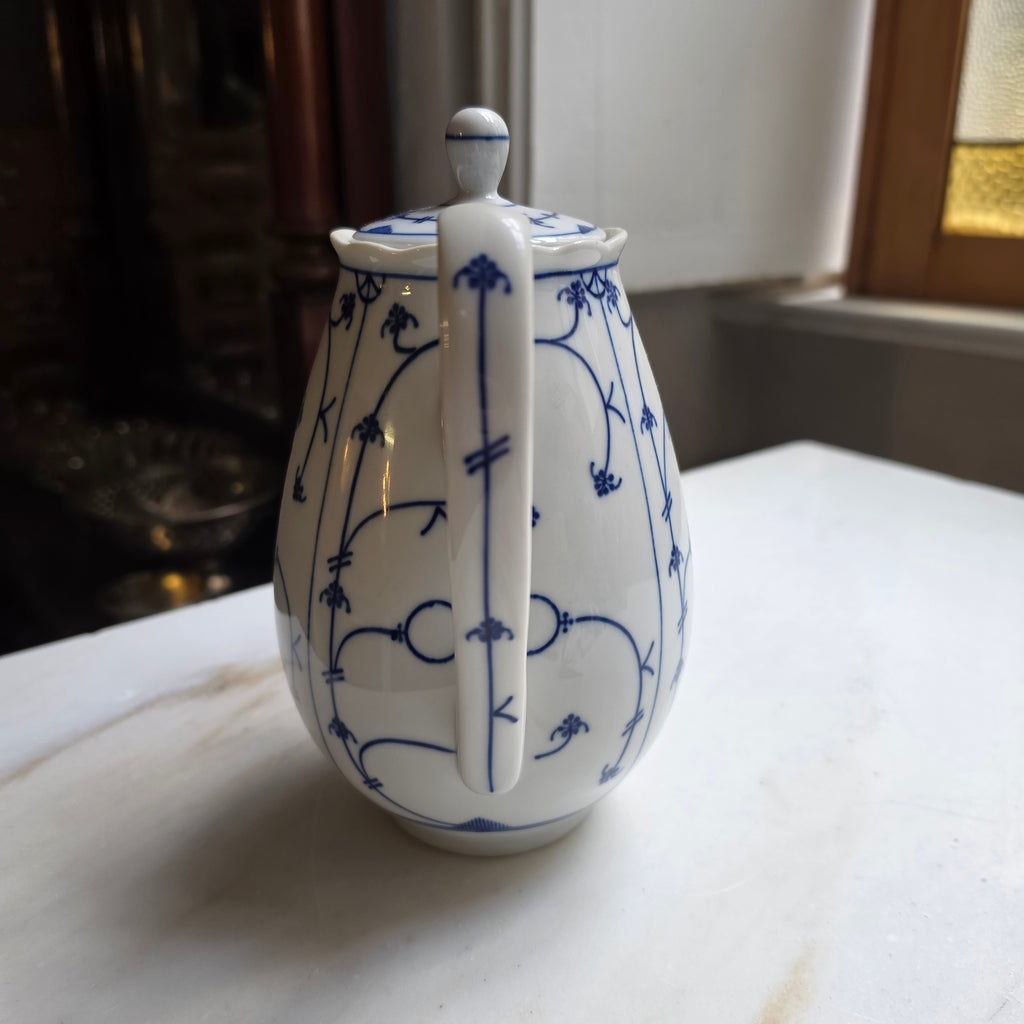Vintage Winterling Bavaria Porzellankanne – Blaues Strohmuster - Indisch Blau