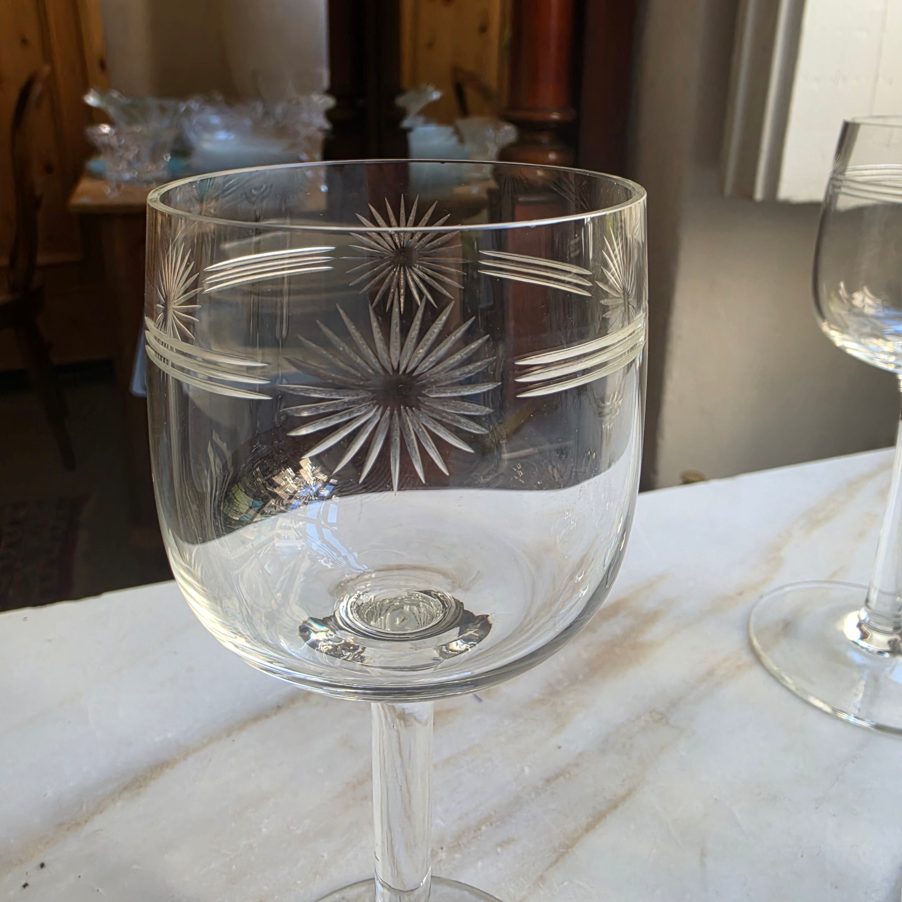 7x Vintage Weingläser handgeschliffen Blume