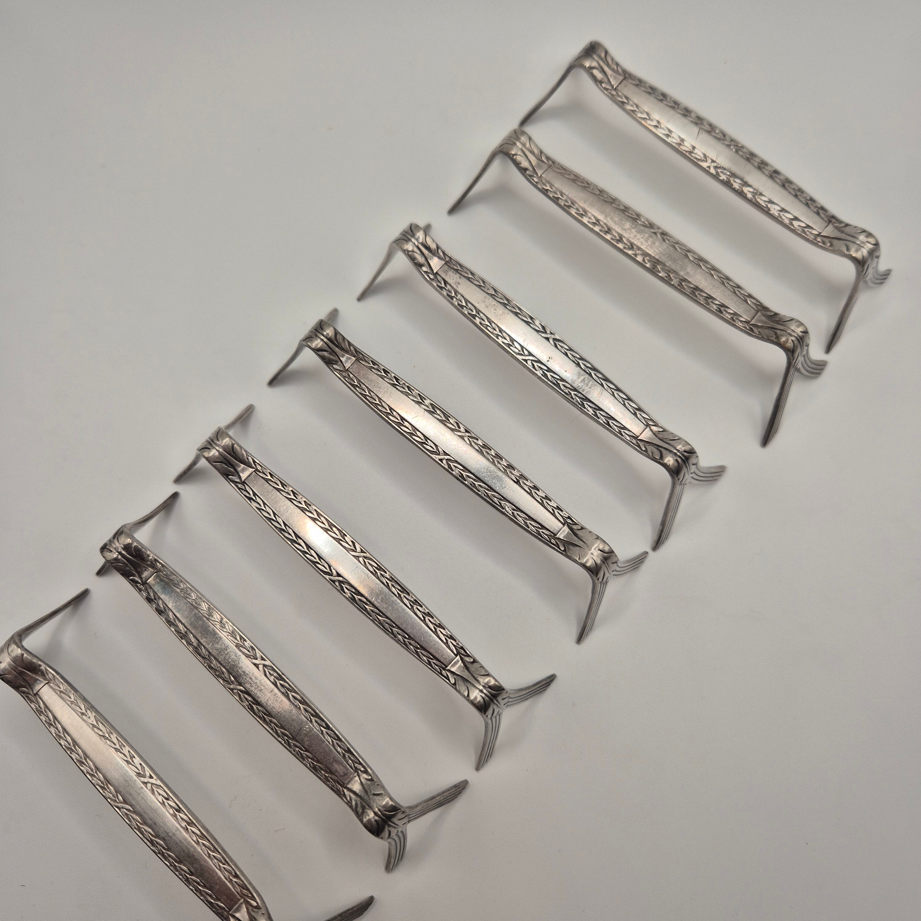 7x Art Jugendstil Messerbänke Metall