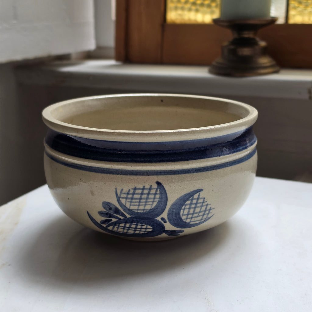 Wunderschöne Keramik Steingut Schüssel Schale Landhaus blau beige