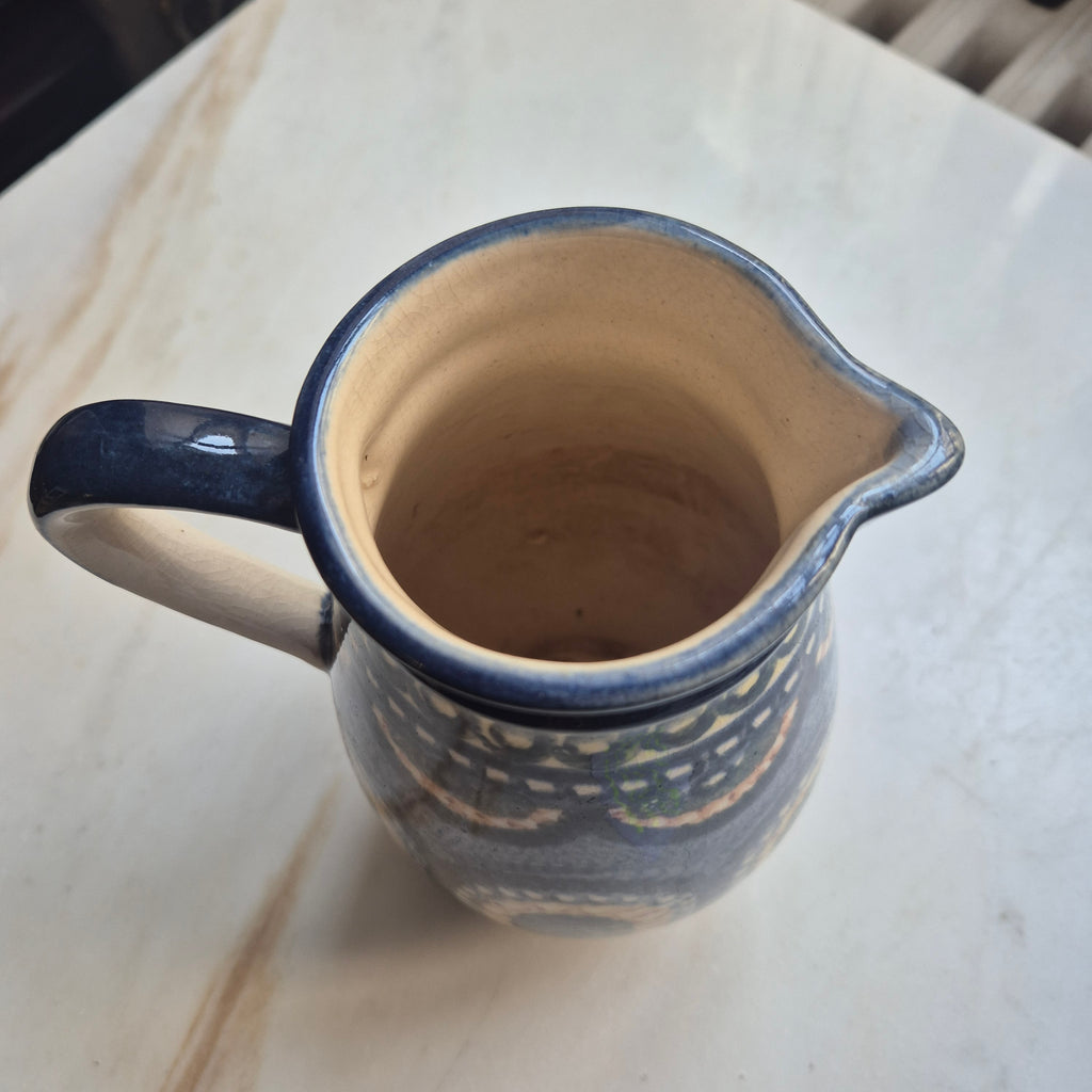 60er Jahre Midcentury Krug Vase blau mit Henkel alt