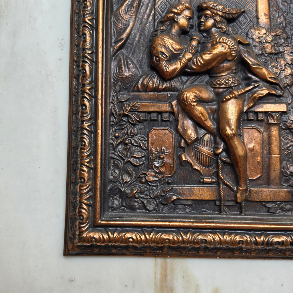 Altes Kupferbild „Romeo und Julia“, italienisch Wanddekortaion Balkonszene