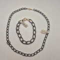 Vintage Set aus Halskette und Armband – Markantes Design mit schwarz-goldenen Gliedern