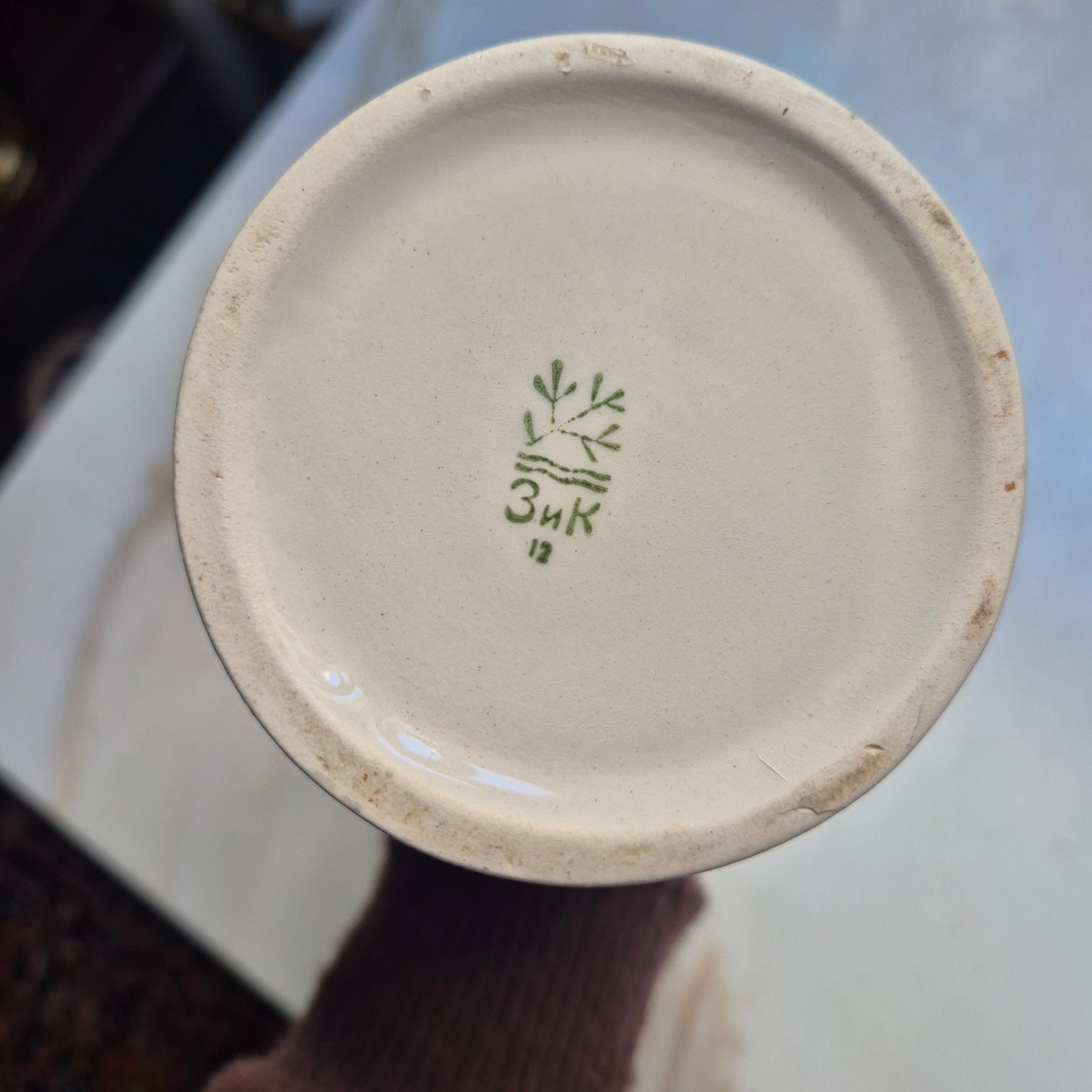 Vintage Design-Vase – Handgefertigte Keramik mit abstrakter Glasur & Relief