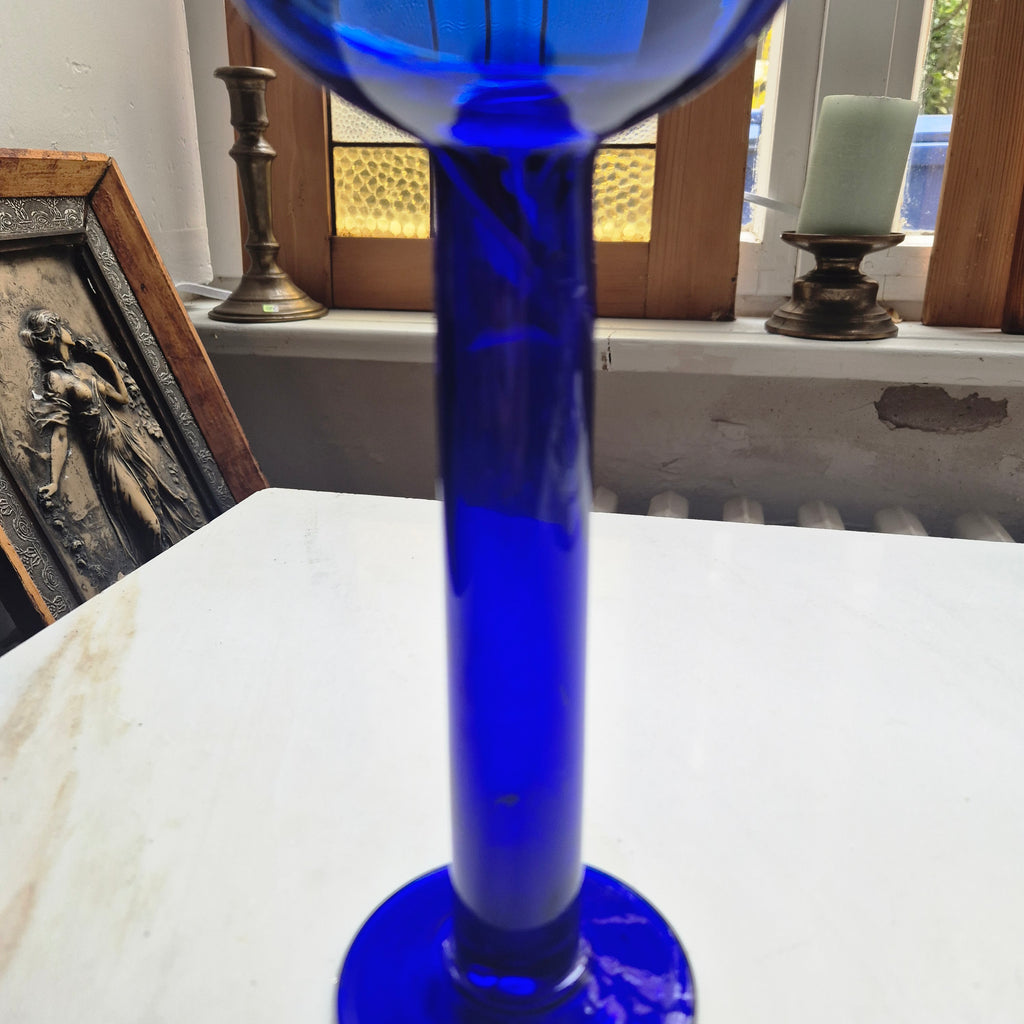Vintage Glas Blau Glaskunst Vase Retro 70er Jahre