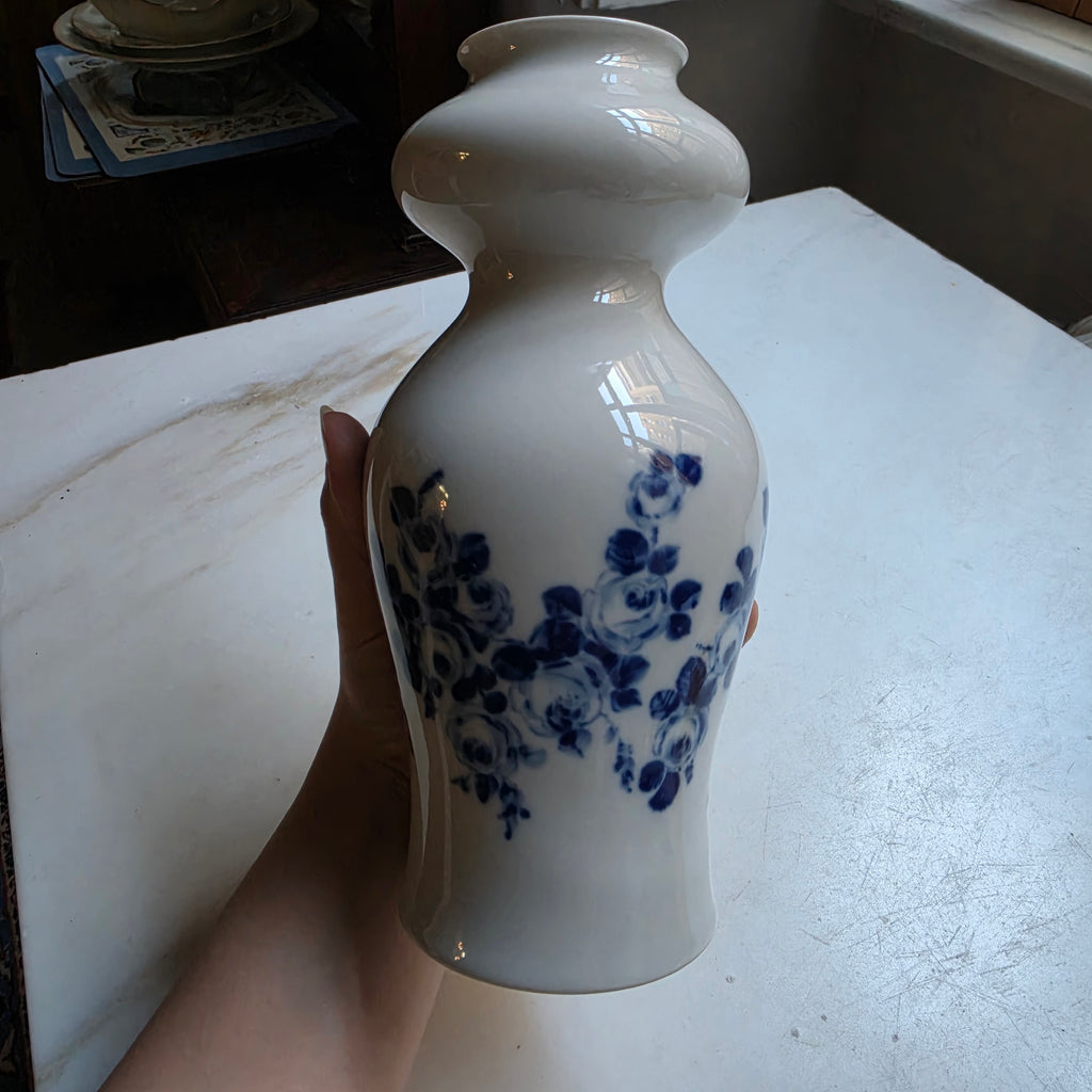 Wallendorfer Porzellanvase - Echt Cobalt - Handbemalt - Blaue Rose - Antik