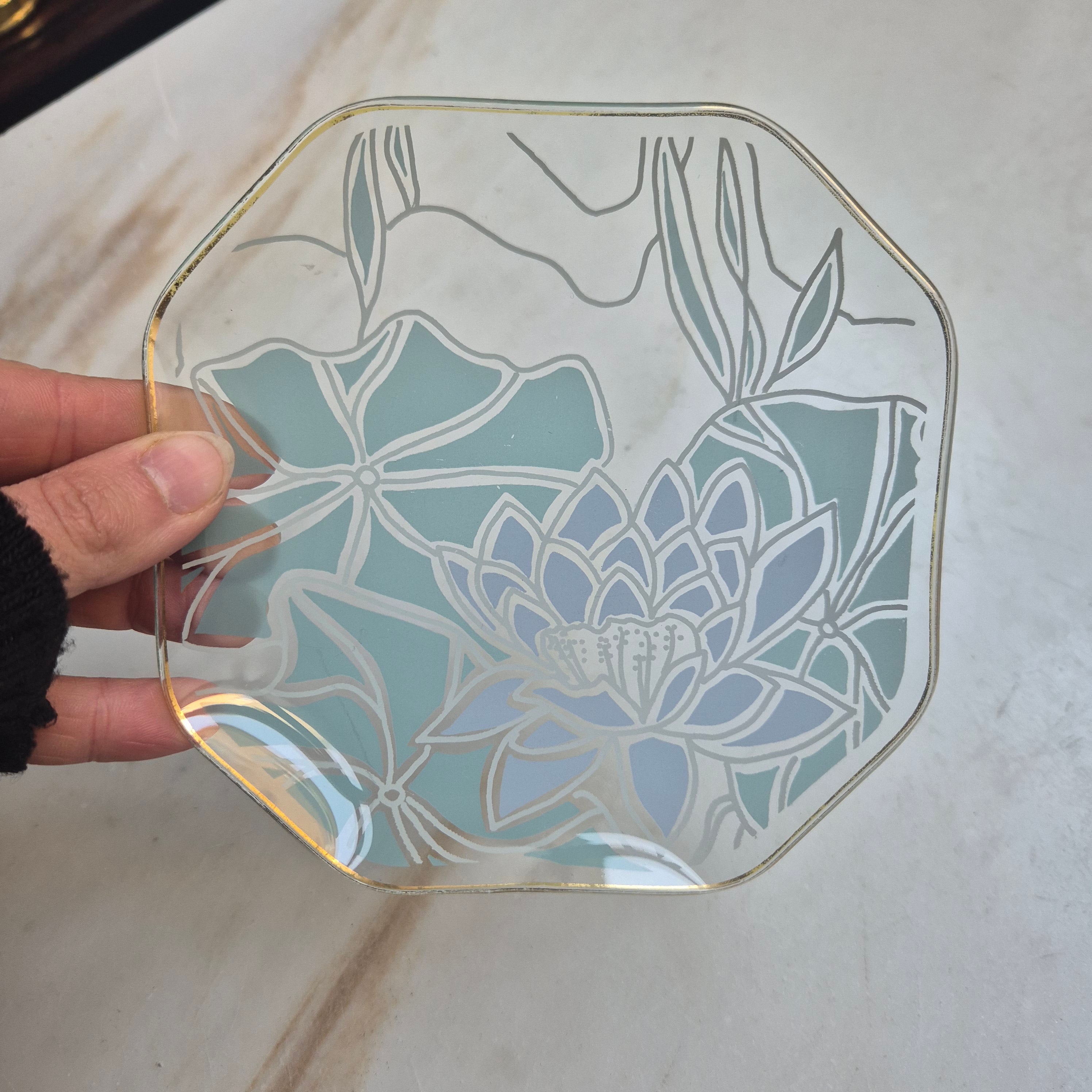 Art Deco Stil Lotus Schale Ringschale Vintage Glas
