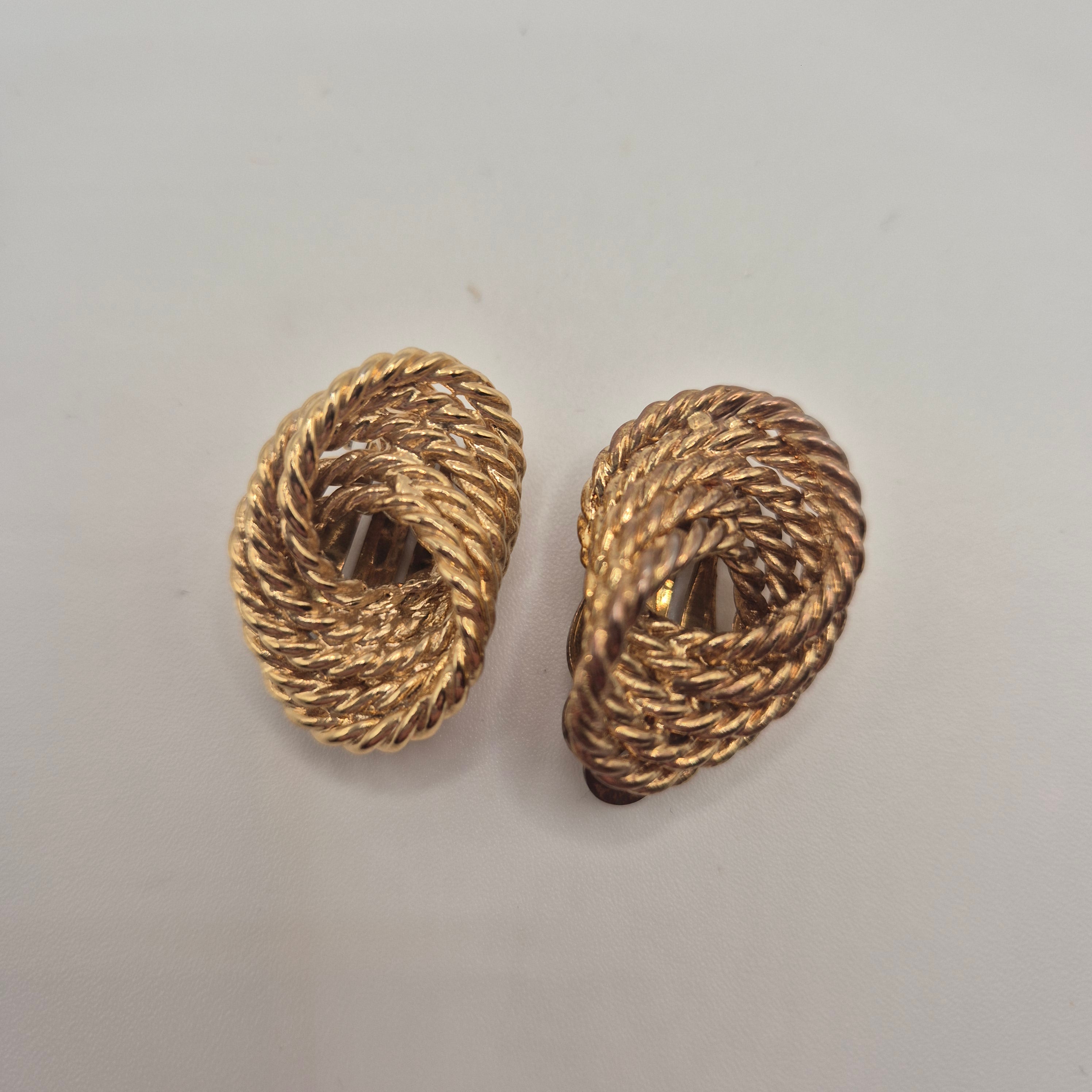 Vintage 50er Jahre Massive Runway Ohrringe / Made in West Germany Statement Clips Creolen Gold