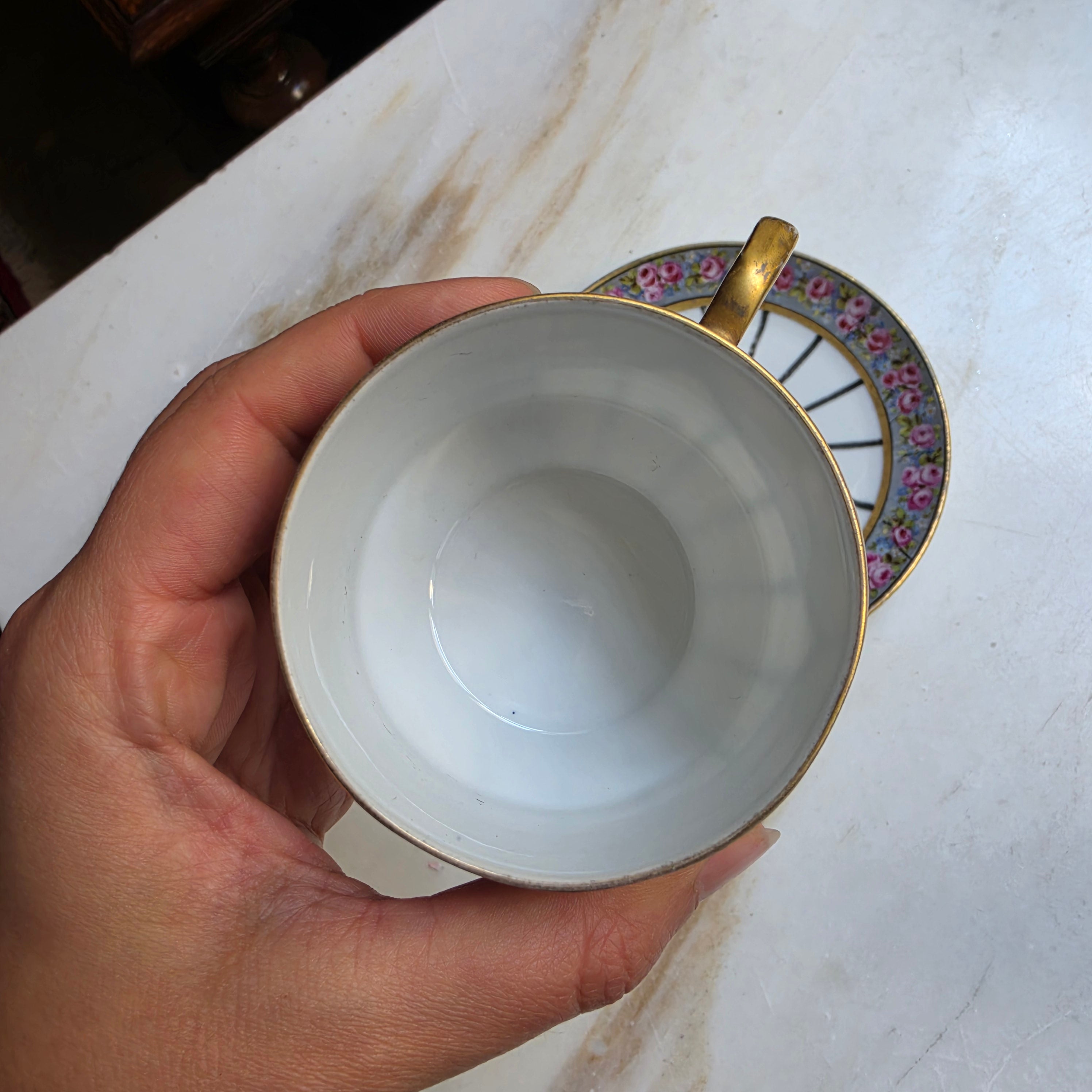 Antike Jugendstil Tasse mit Untertasse – Sontag & Söhne (um 1900)