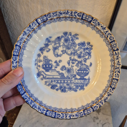 1x Antike Kuchenteller SORAU Portland Blau Weiß
