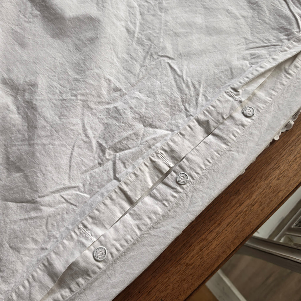 Antiker Paradekissen-Bezug - Monogramm E.V. - 75x75cm - Baumwolle - 2x Knöpfe fehlen