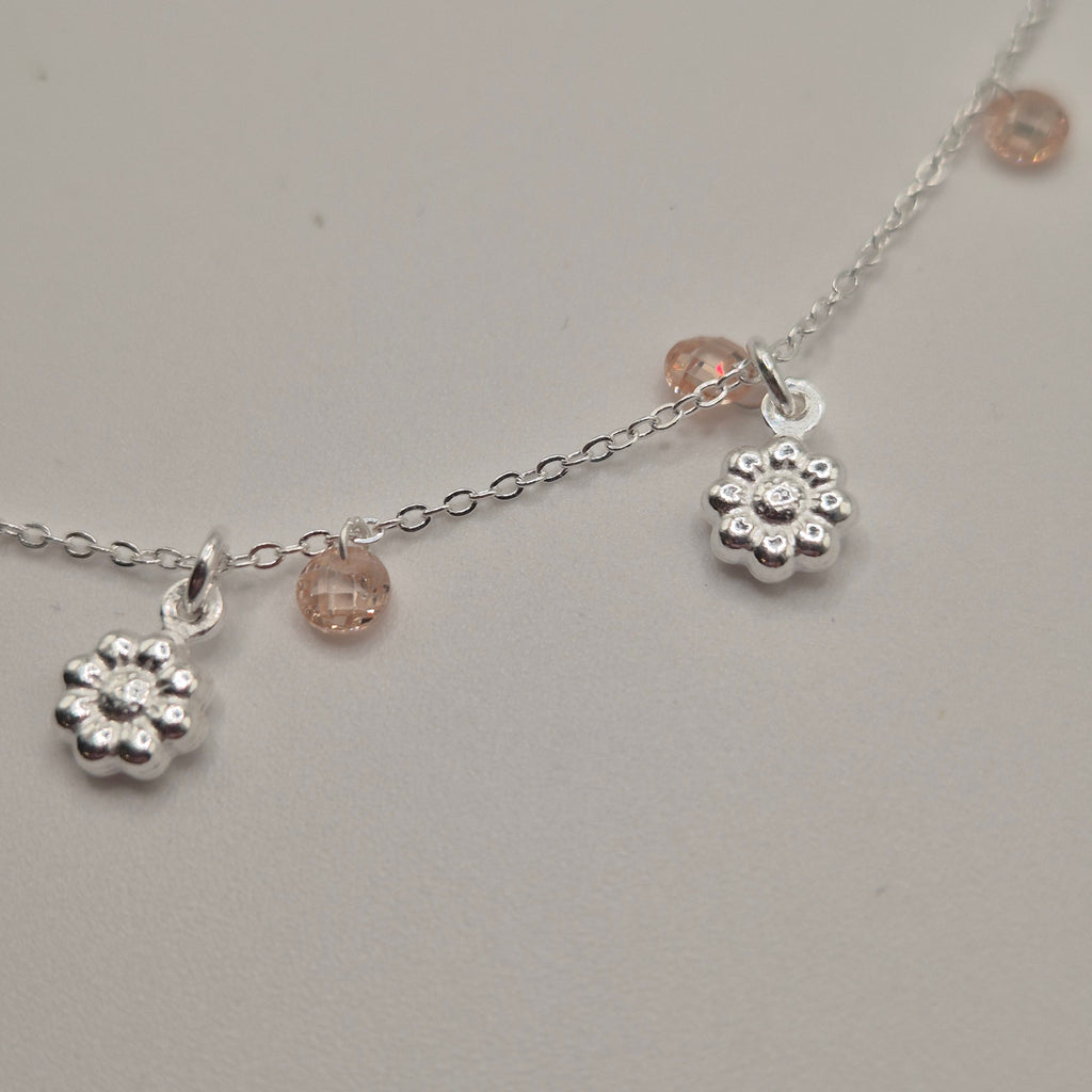 Zartes Fußkettchen Silber 925 Blumen