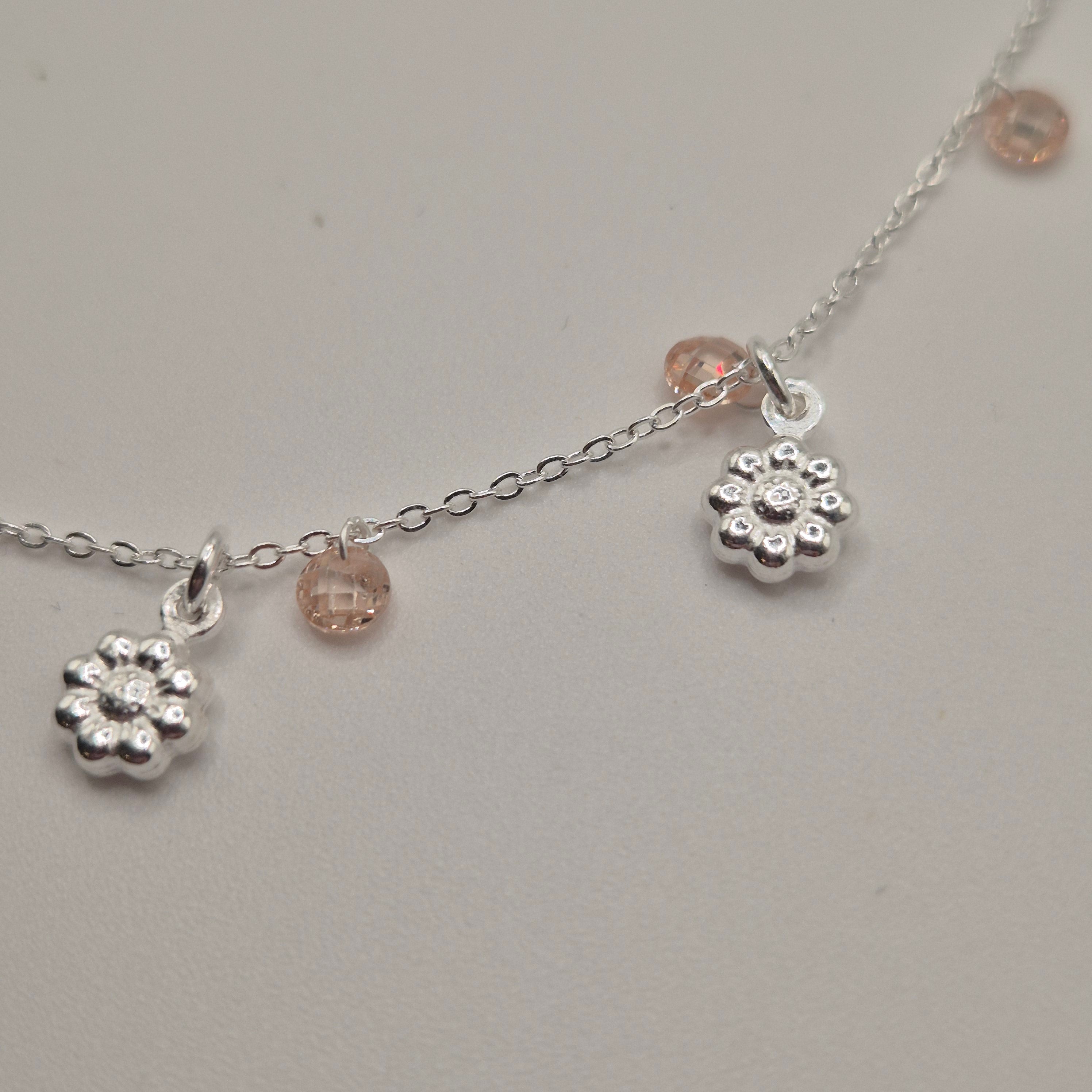 Zartes Fußkettchen Silber 925 Blumen