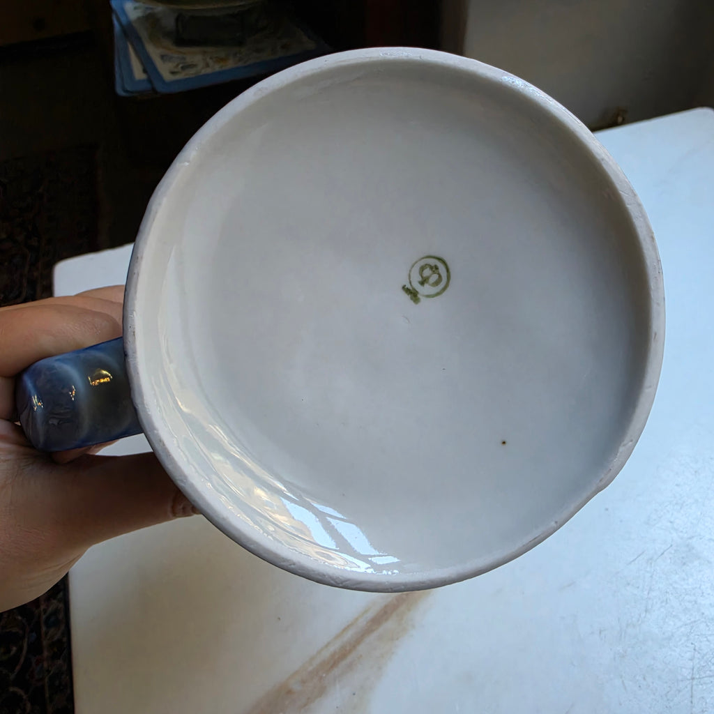 Vintage Keramik Bierkrug oder auch Vase Geschenk blau weiß