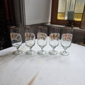5x Vintage Sektgläser - Aperitifgläser mit Spielkarten-Motiv & Goldrand