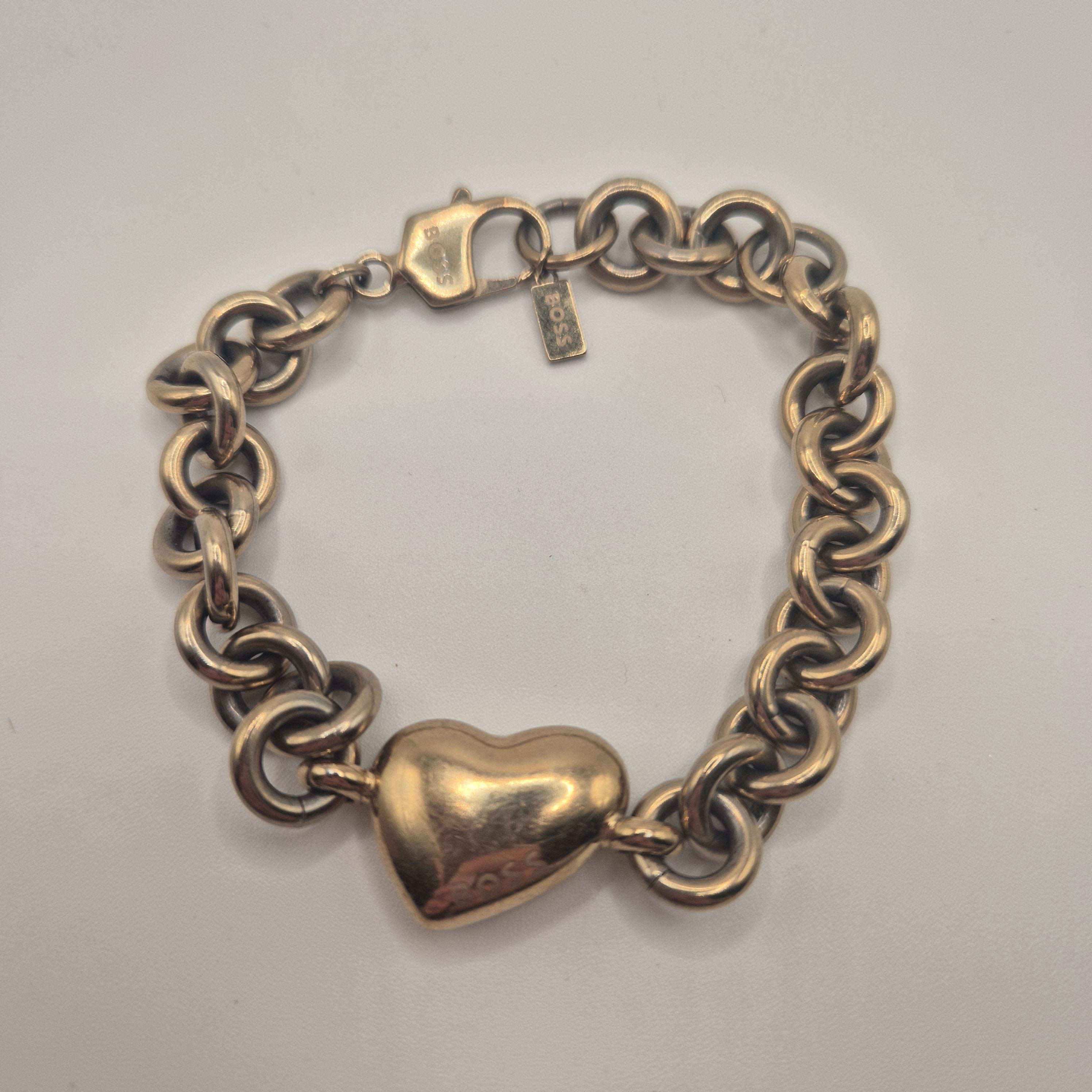 Vintage BOSS Kette mit Herzanhänger – Authentischer Look