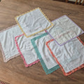 6x Spitzen Taschentücher geklöppelter Rand Stofftaschentücher Spitzenrand 24x24cm 🤍