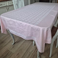 Vintage IRISETTE Tischdecke 132x220cm Perlrosa und Damast Webart Baumwolle