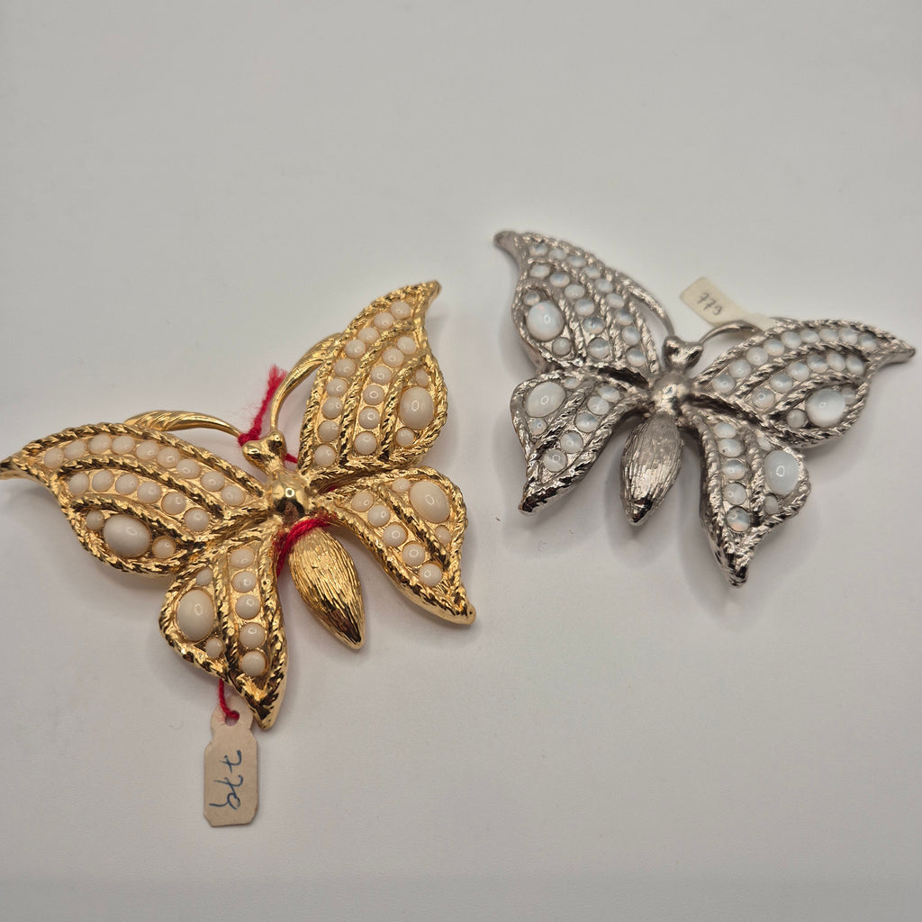 Vintage 80s Statement-Gürtelschnalle „Butterfly“ – Modell Nr. 41 gepunzt – Gold/Silber