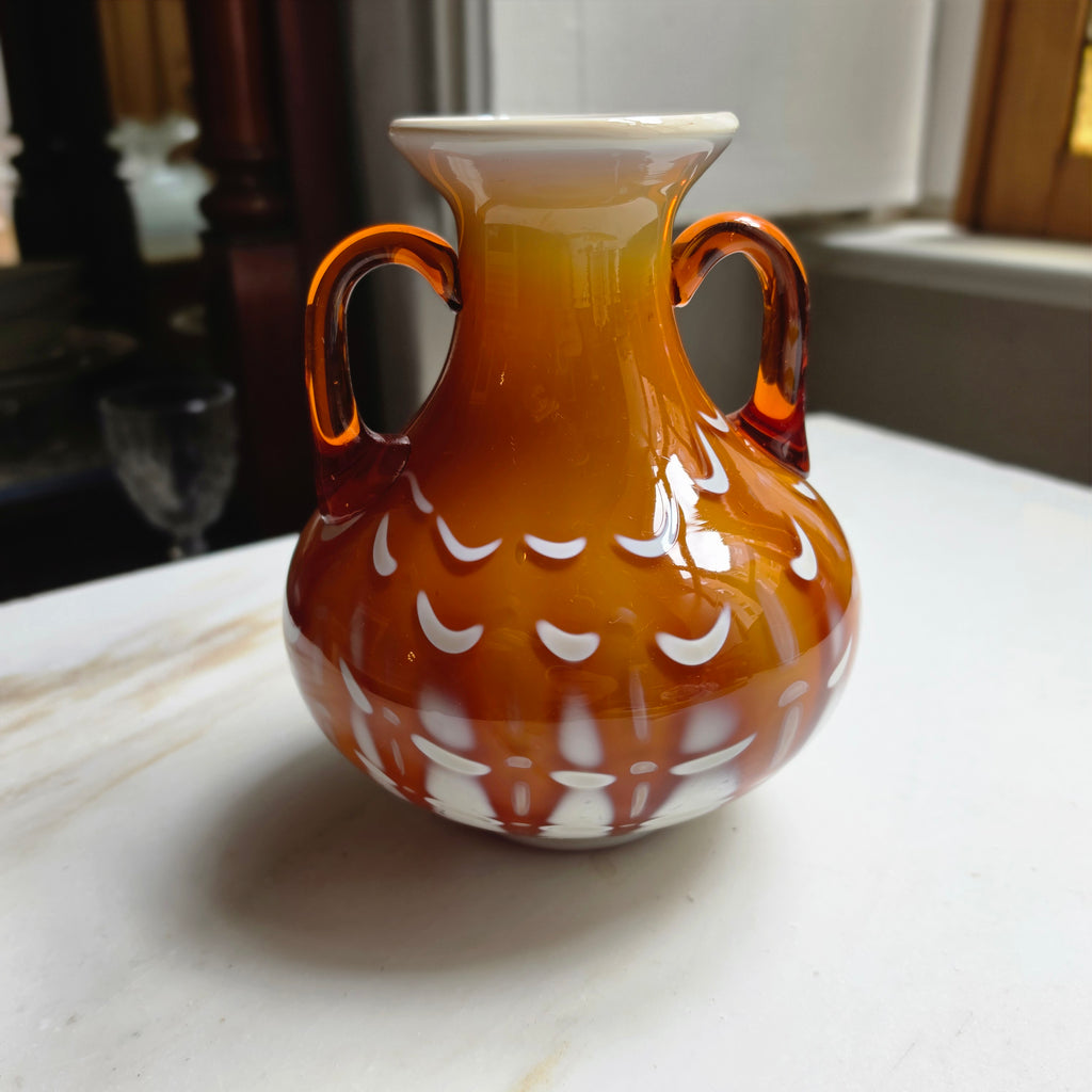 Vintage Kunstglas Henkelvase – FS Prokuplje – Jugoslawien 70er Jahre