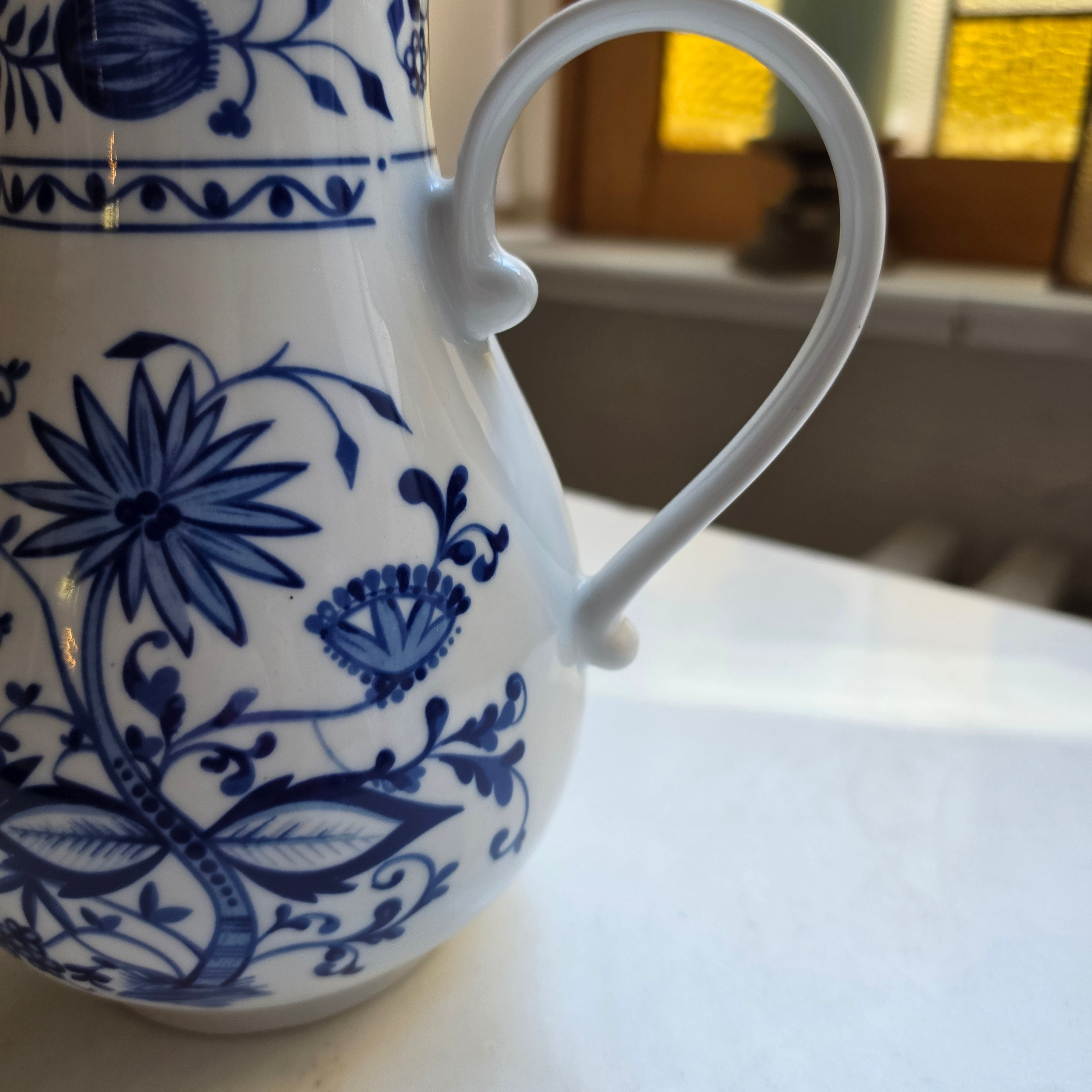 Große Kahla Zwiebelmuster Kaffeekanne Kanne Tee Vintage blau weiß