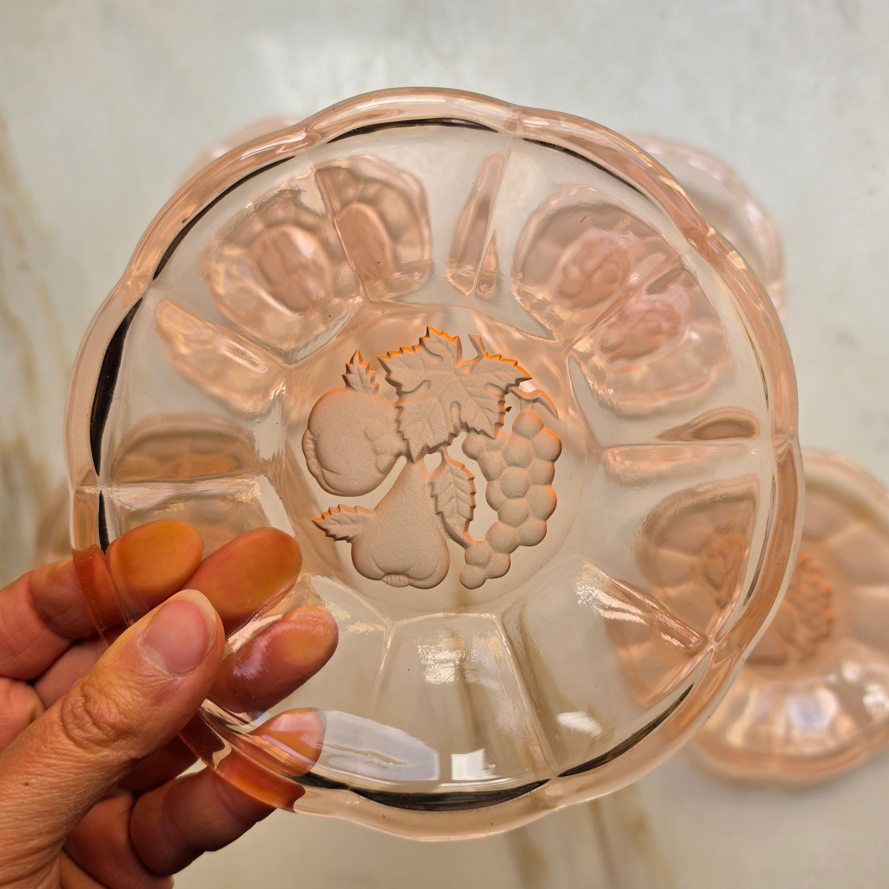 5x Rosalin Glasschalen - im Art-Déco-Stil - Schälchen mit Obstmotiv
