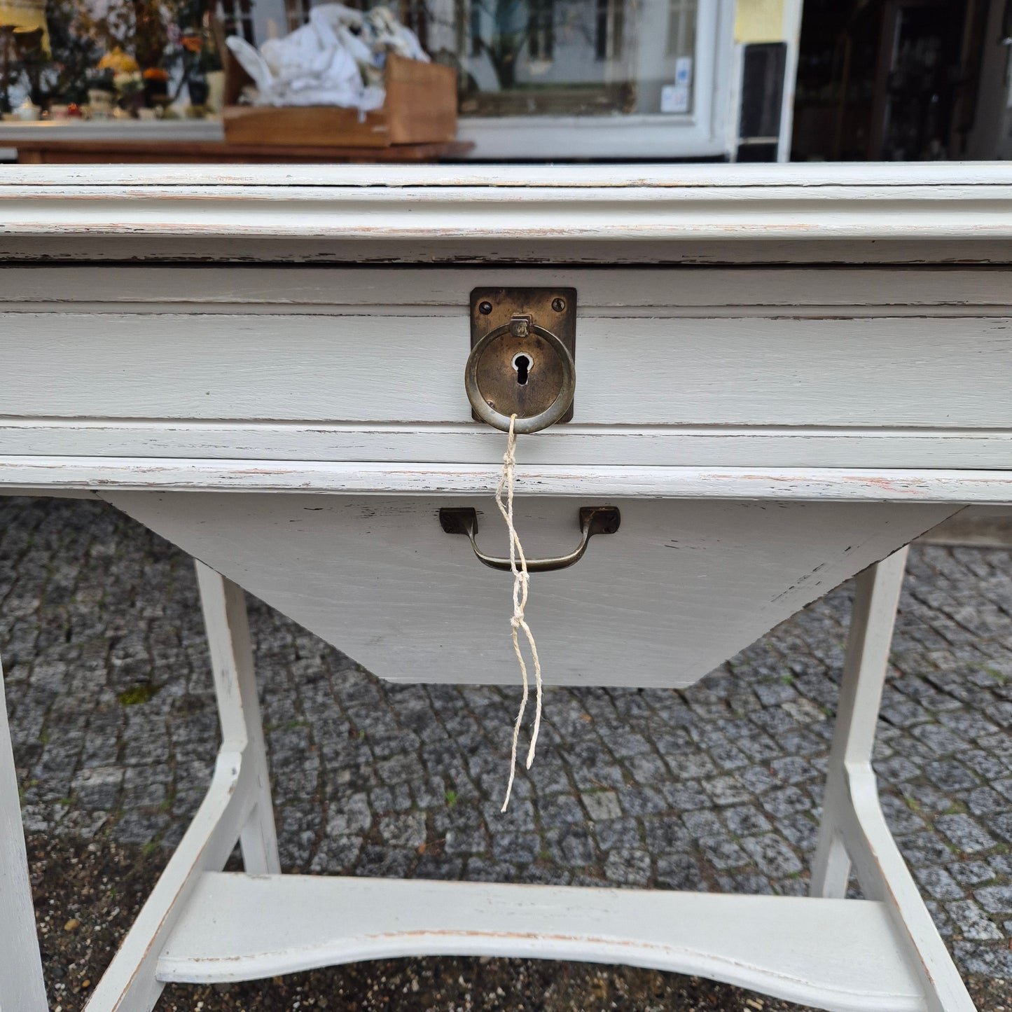 Antiker Jugendstil Nähtisch Beistelltisch Shabby Chic Landhaus Beige