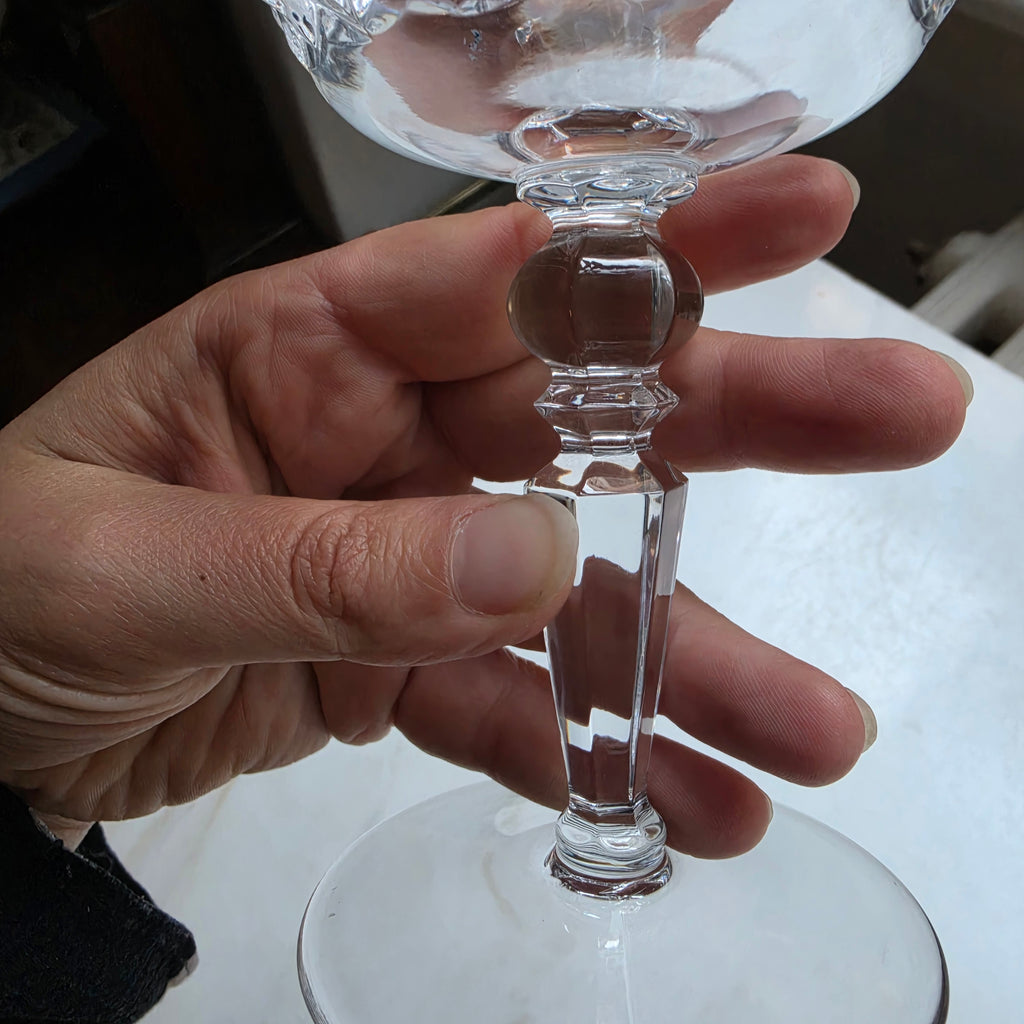 Große Vintage Kristall-Champagnerschale / Dessertschale mit edlem Sternschliff | Hochwertiges Bleikristall, Mid-Century