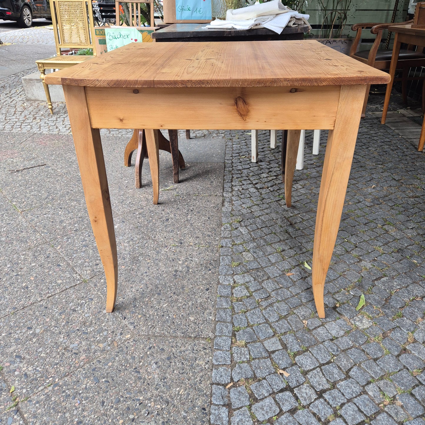Antiker Biedermeier Tisch Kiefernholz 80x90cm Vollholz