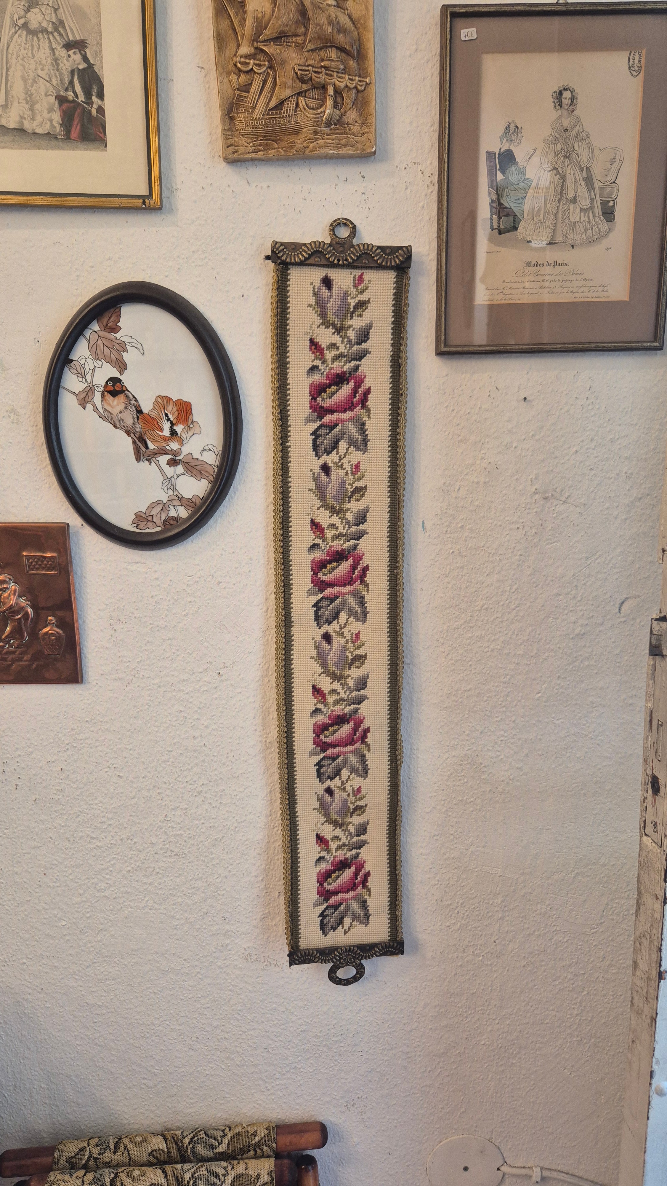 Wandbehang im Gobelin Stil echte Handarbeit Tapisserie Bildwirkerei Vintage 60er Jahre