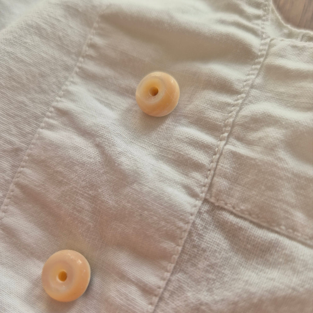 Vintage Leinen-Kittel - Fischerhemd für Kinder – Handgefertigtes Unikat mit Perlmuttknöpfen
