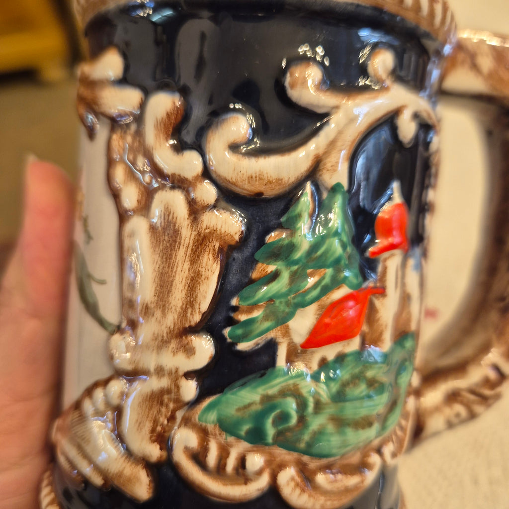 Vintage Keramik Bierkrug Rosenmuster Geschenk