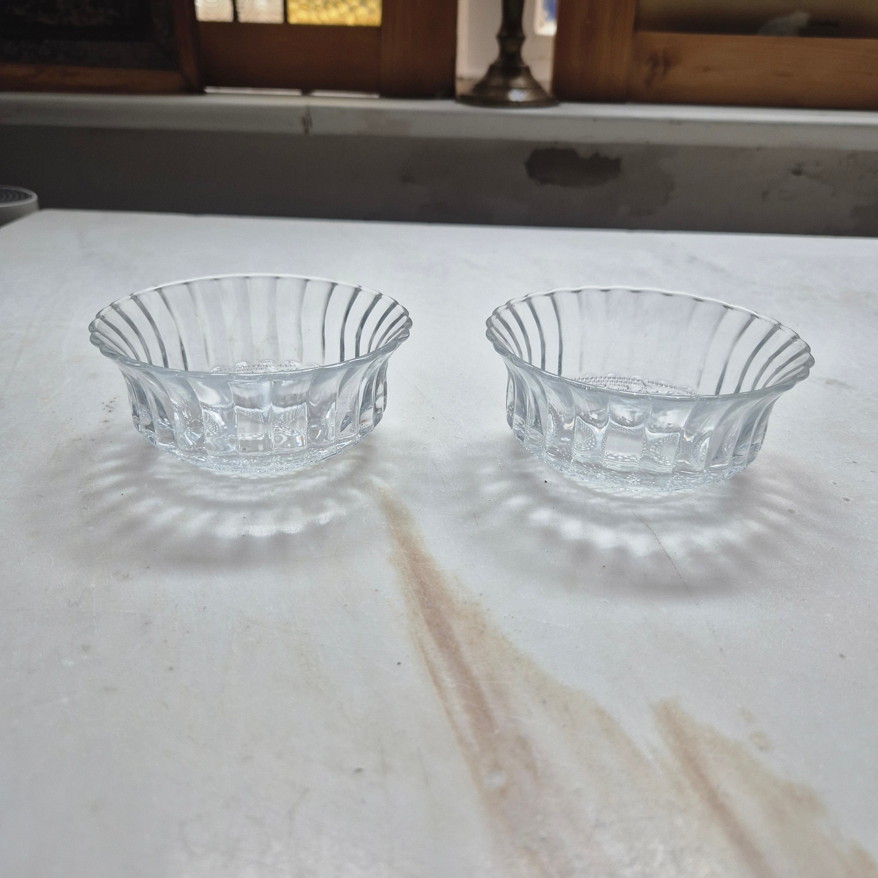 2x kleine Vintage Glasschälchen
