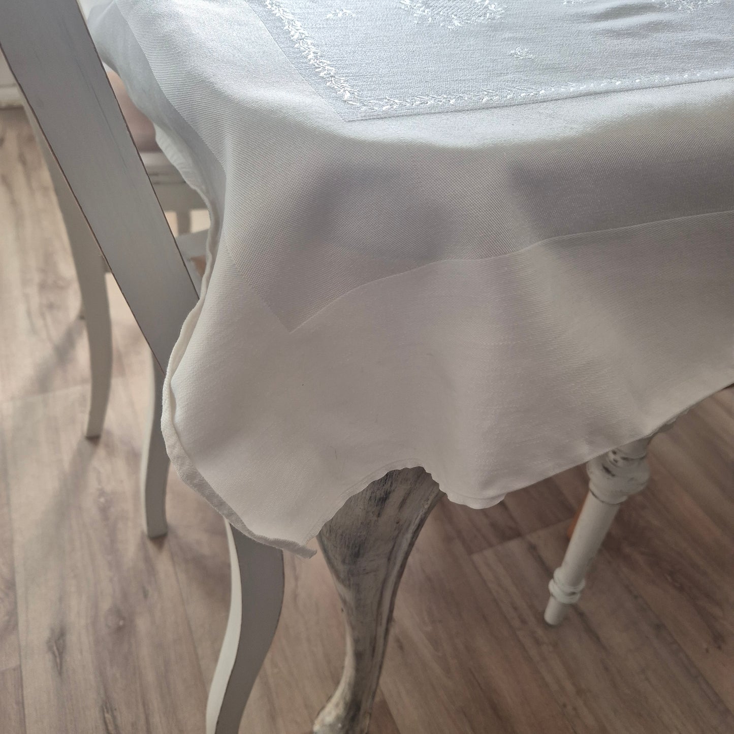 Vintage Tischdecke Damast weiß 105x150cm Art Jugendstil